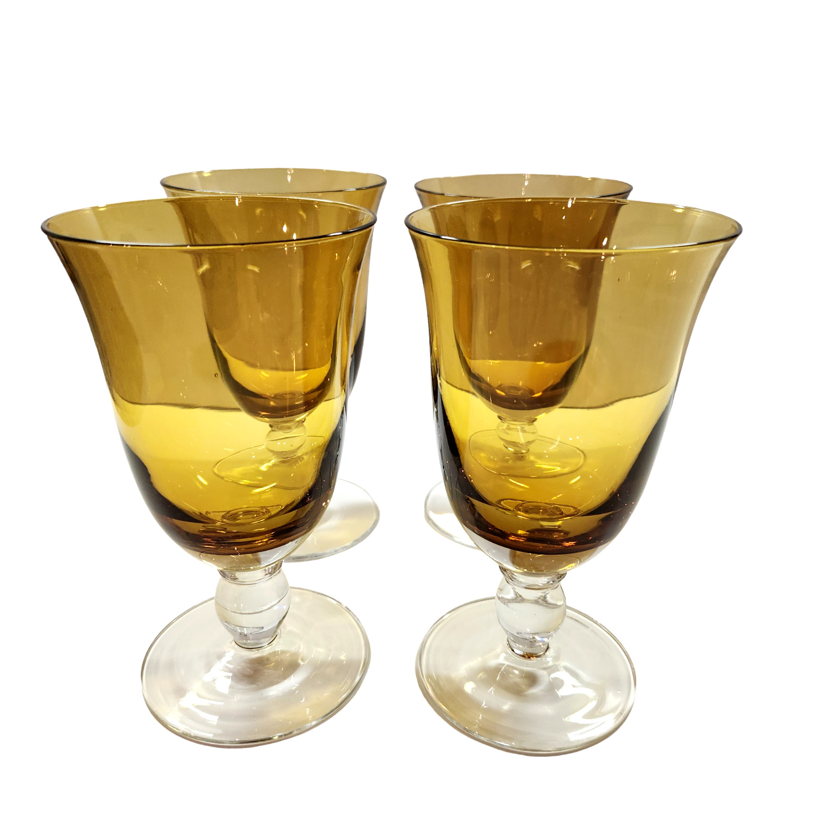 Set of 4 Arlington Amber by Southern Living Iced Tea Water Goblets Glasses 16 oz