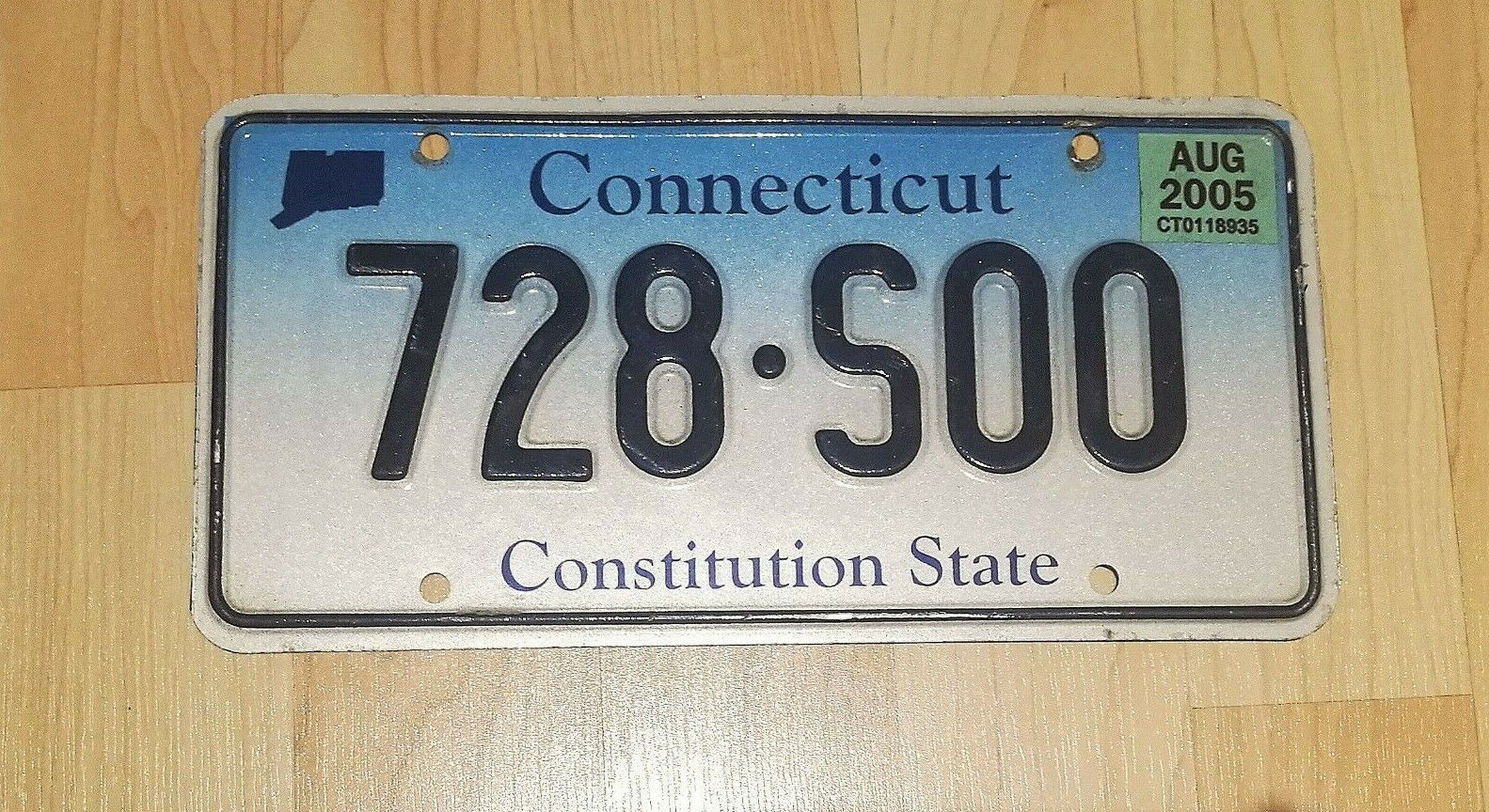 REAL ORIGINAL CONNECTICUT STATE LICENSE PLATE AUTO NUMBER CAR TAG CONSTITUTION 1