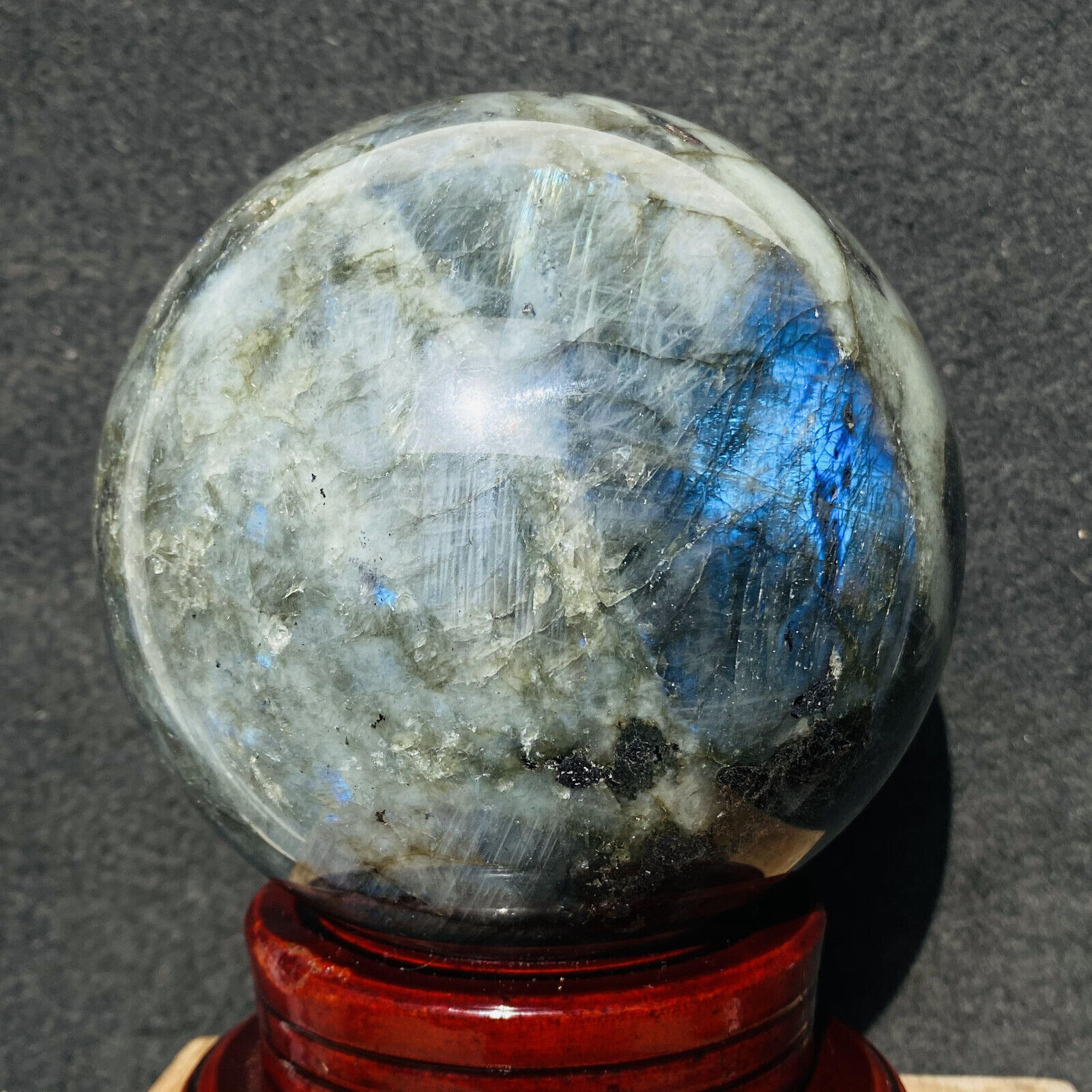 Natural labradorite moonstone ball rainbow quartz crystal sphere 3060g