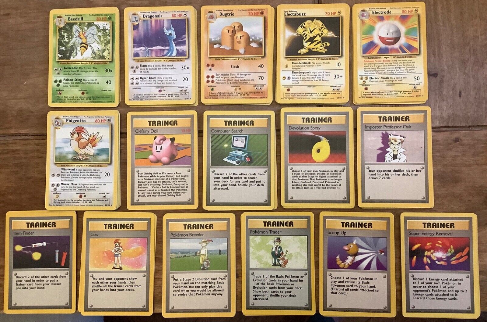 1999 Pokemon Base Set Rare Cards inc Dragonair, Electrode, you Choose - All 16