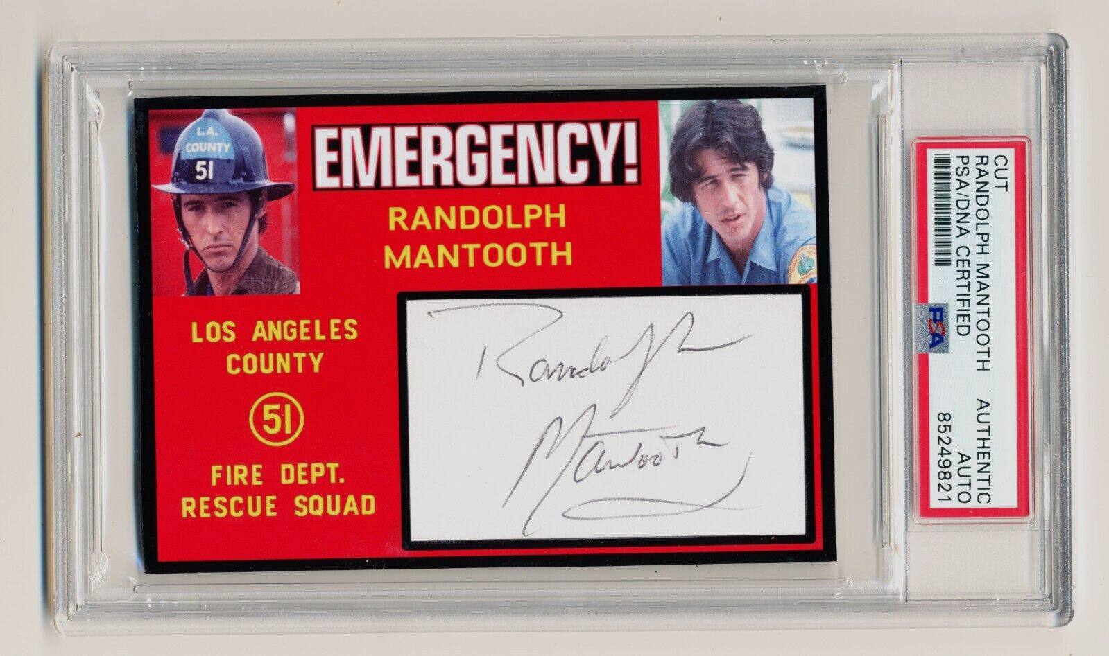 Randolph Mantooth Signed Cut Custom Photo Display PSA/DNA Slabbed EMERGENCY