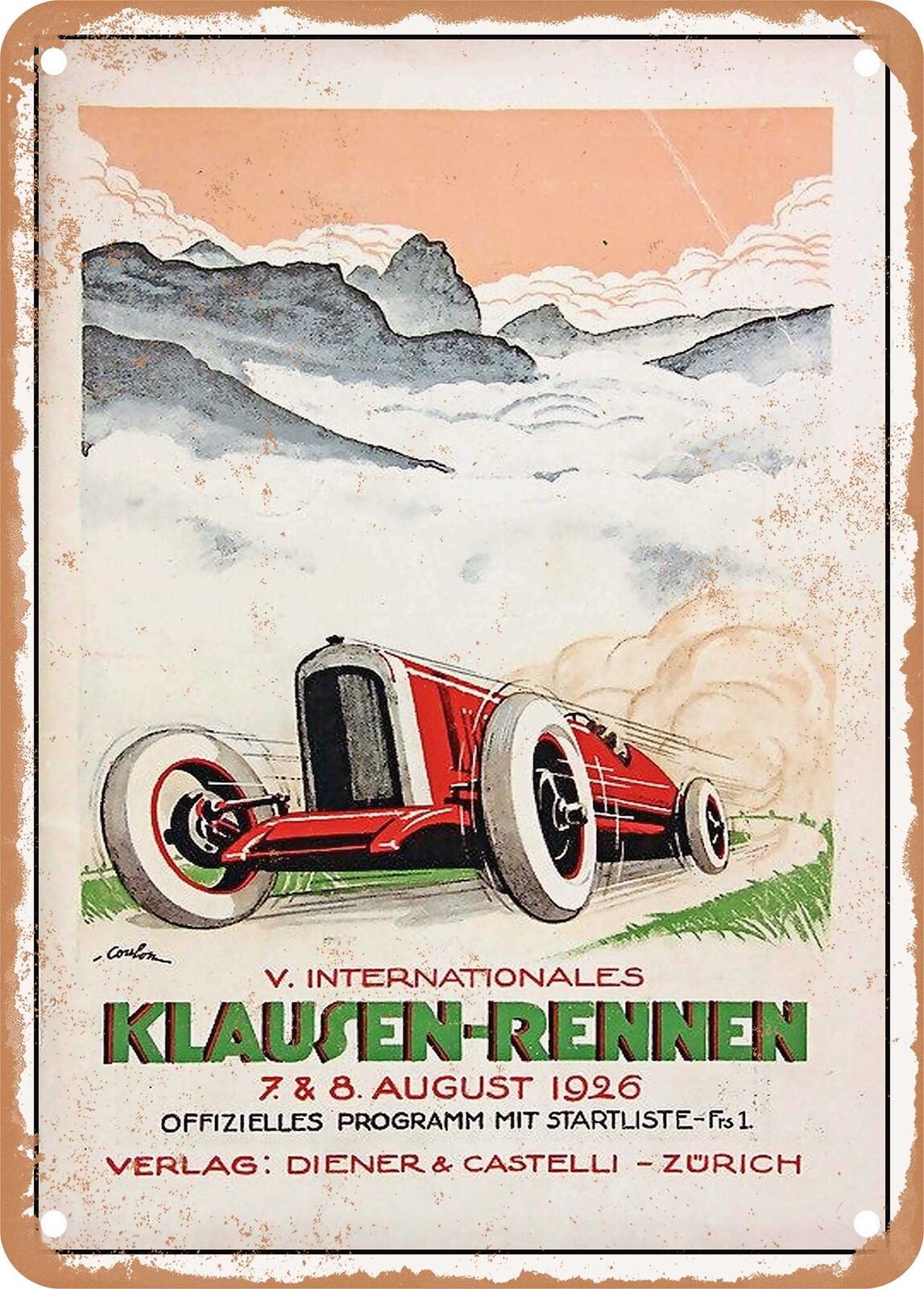 METAL SIGN - 1926 V International Klausen Race Vintage Ad