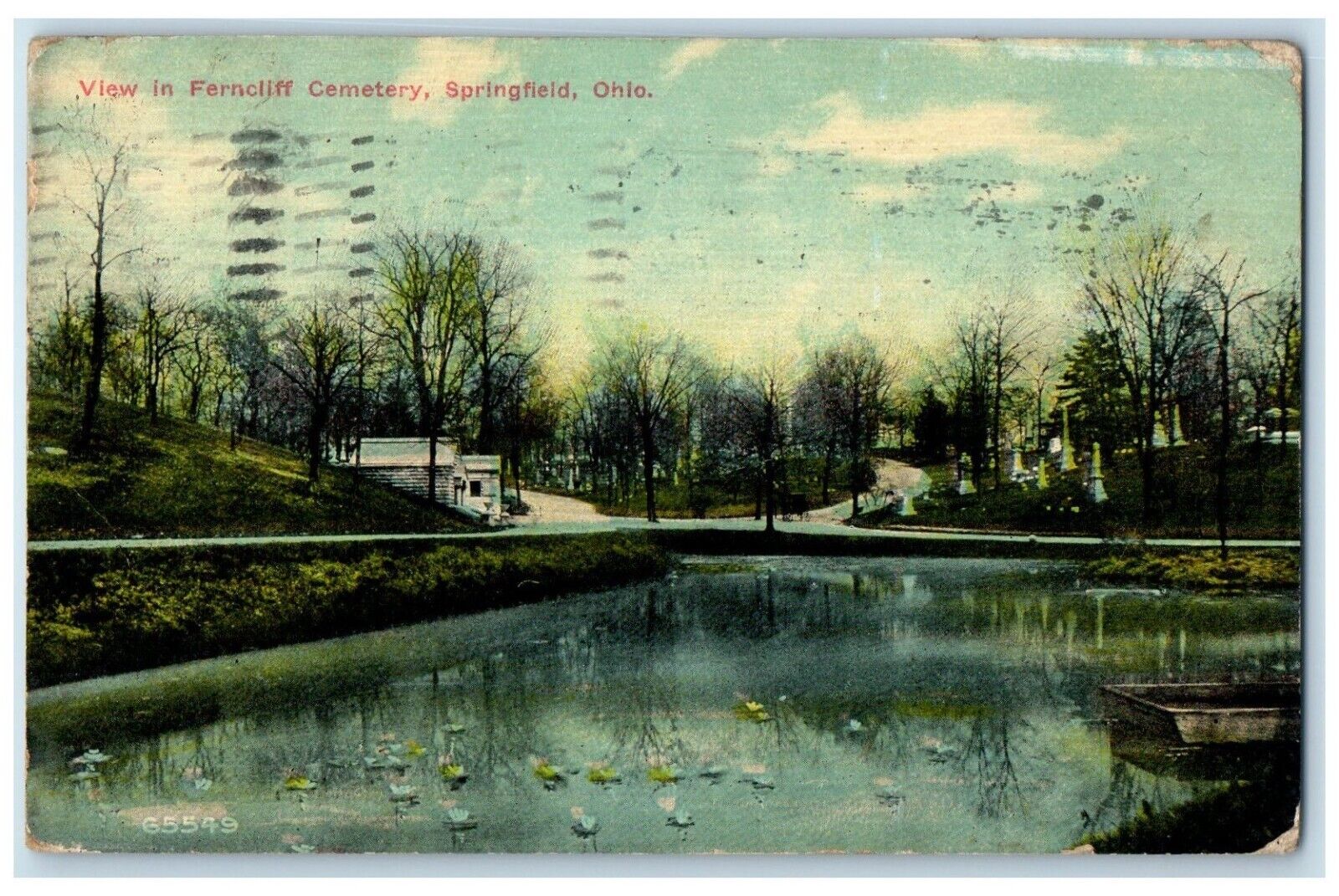 1912 View Ferncliff Cemetery River Exterior Springfield Ohio OH Vintage Postcard