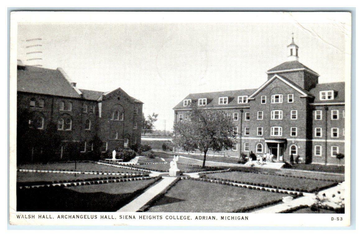 ADRIAN, Michigan MI ~ Archangelus Hall SIENA HEIGHTS COLLEGE Walsh Hall Postcard