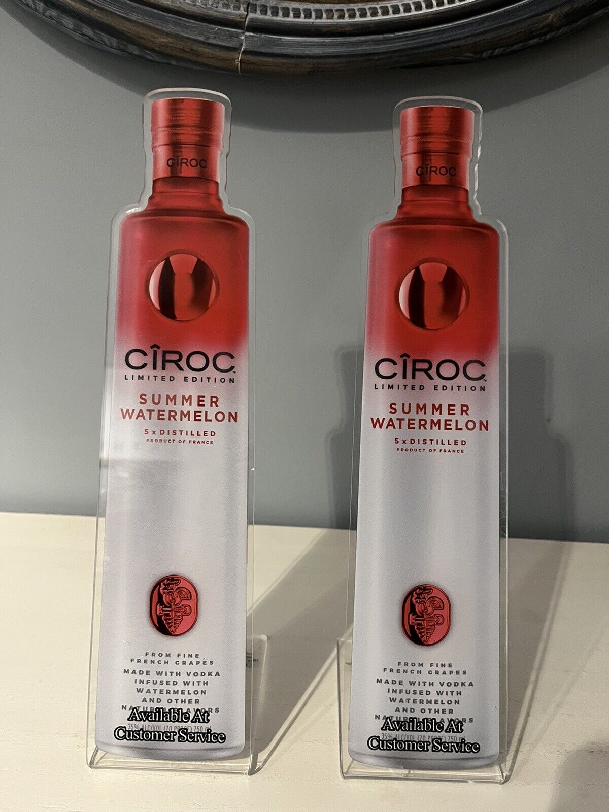 ciroc vodka lot of 2 acrylic stands “available at customer service “ new barware