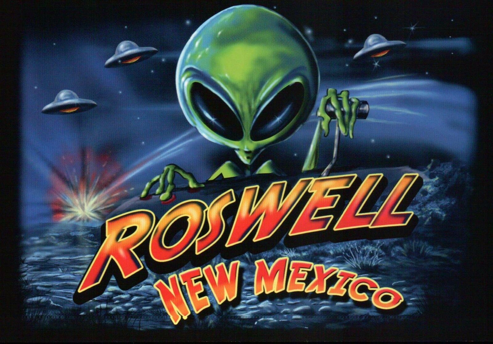 Roswell New Mexico, UFO Alien Little Green Men 1947 Military Cover Up ? Postcard