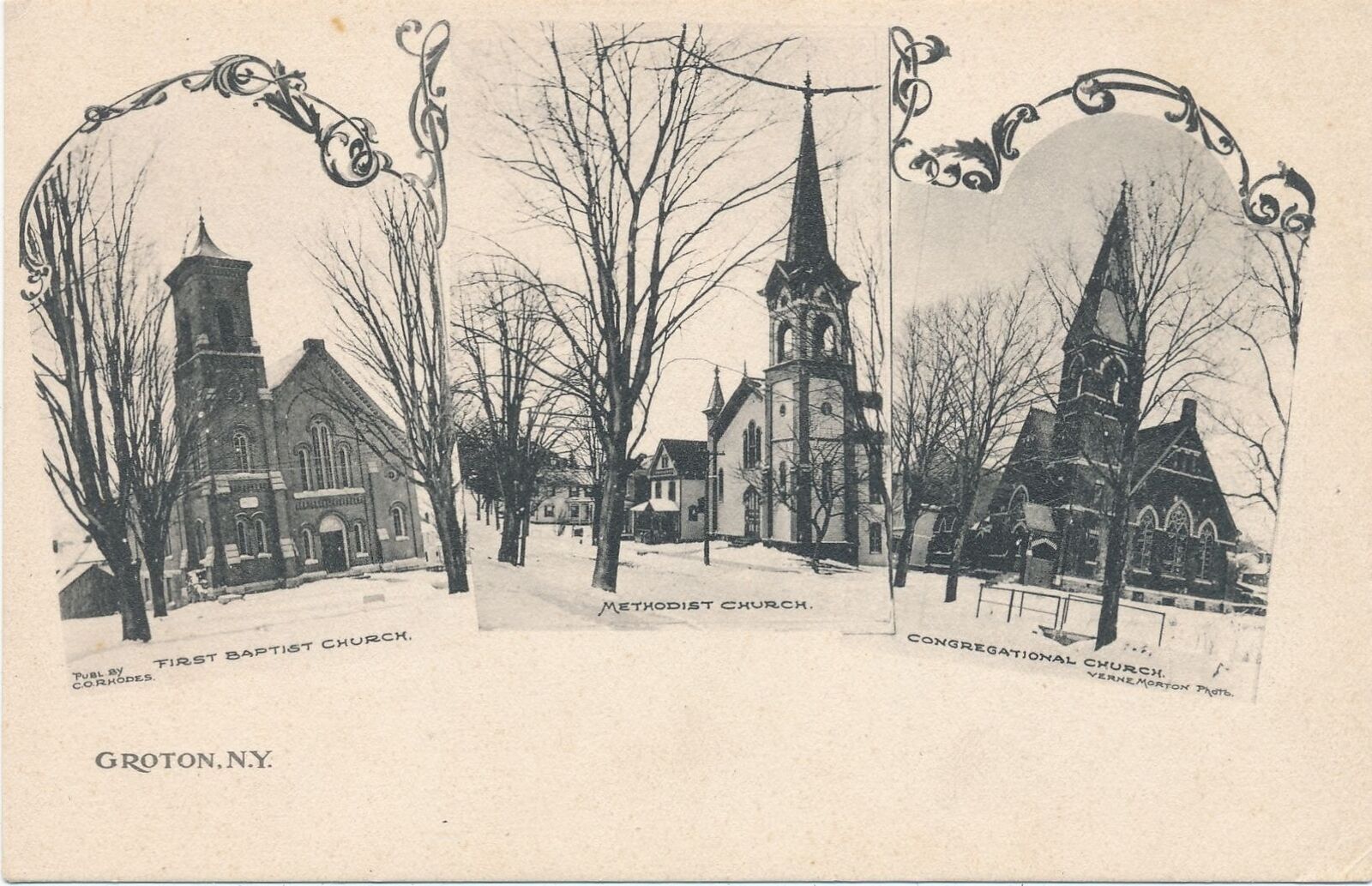 GROTON NY - First Baptist Church, Methodist Church and Congregational Church