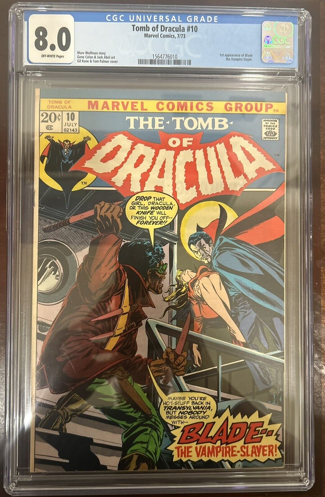 Tomb of Dracula 10 CGC 8.0  1st Appearance Of Blade  1973