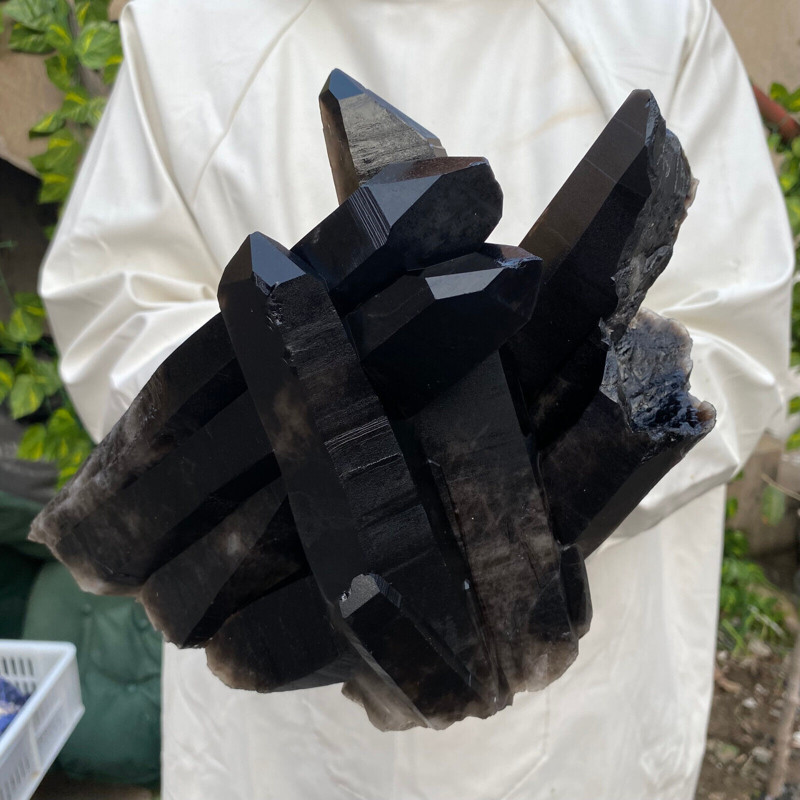 10.4lb Large Natural Black Smoky Quartz Crystal Cluster Raw Mineral Specimen