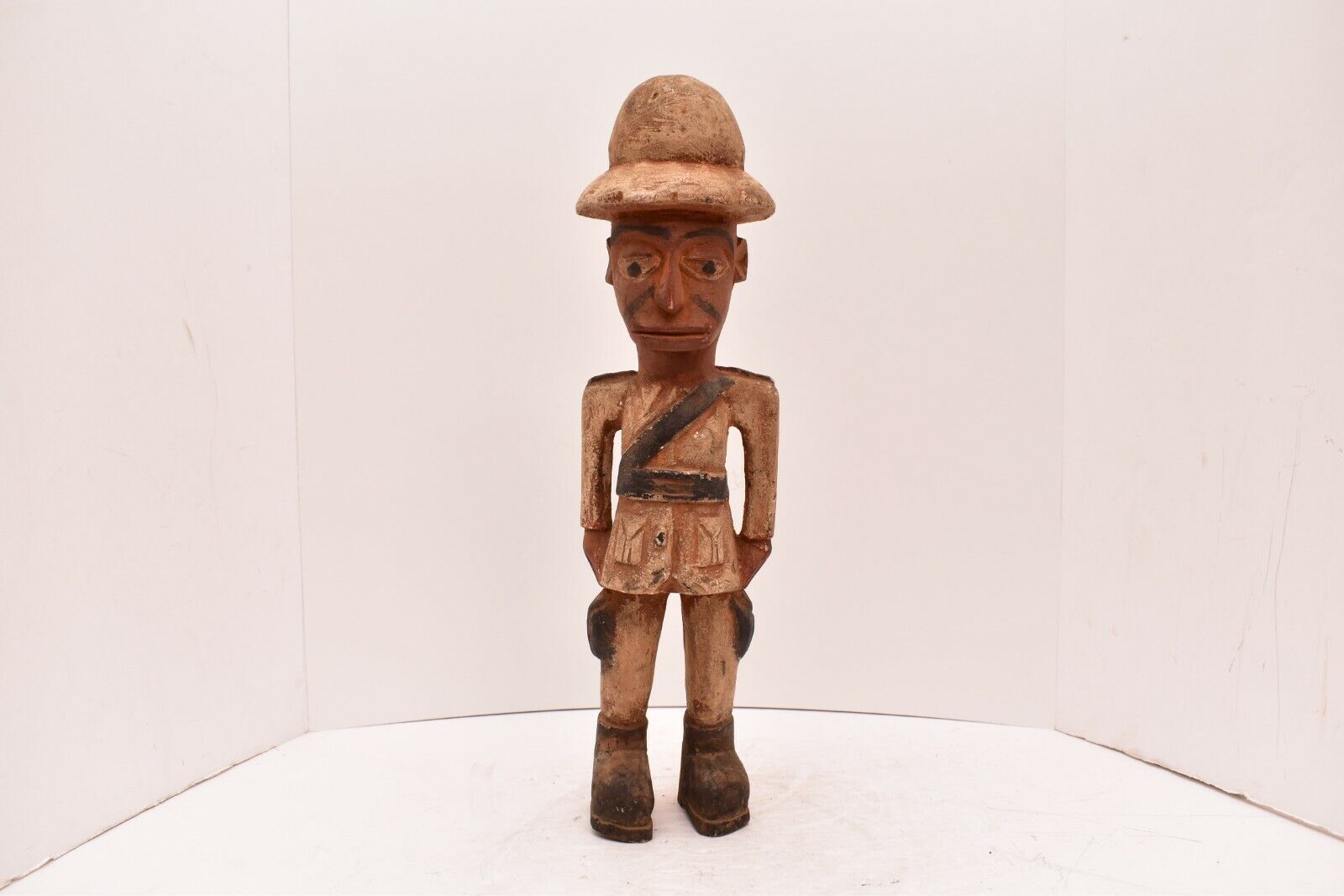 Vtg African Baule Colonial Figure Ivory Coast Statue Carving 16.5\