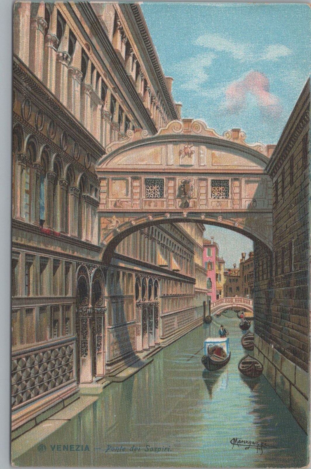 Postcard Ponte dei Sospiri Venezia Italy Artist Signed 