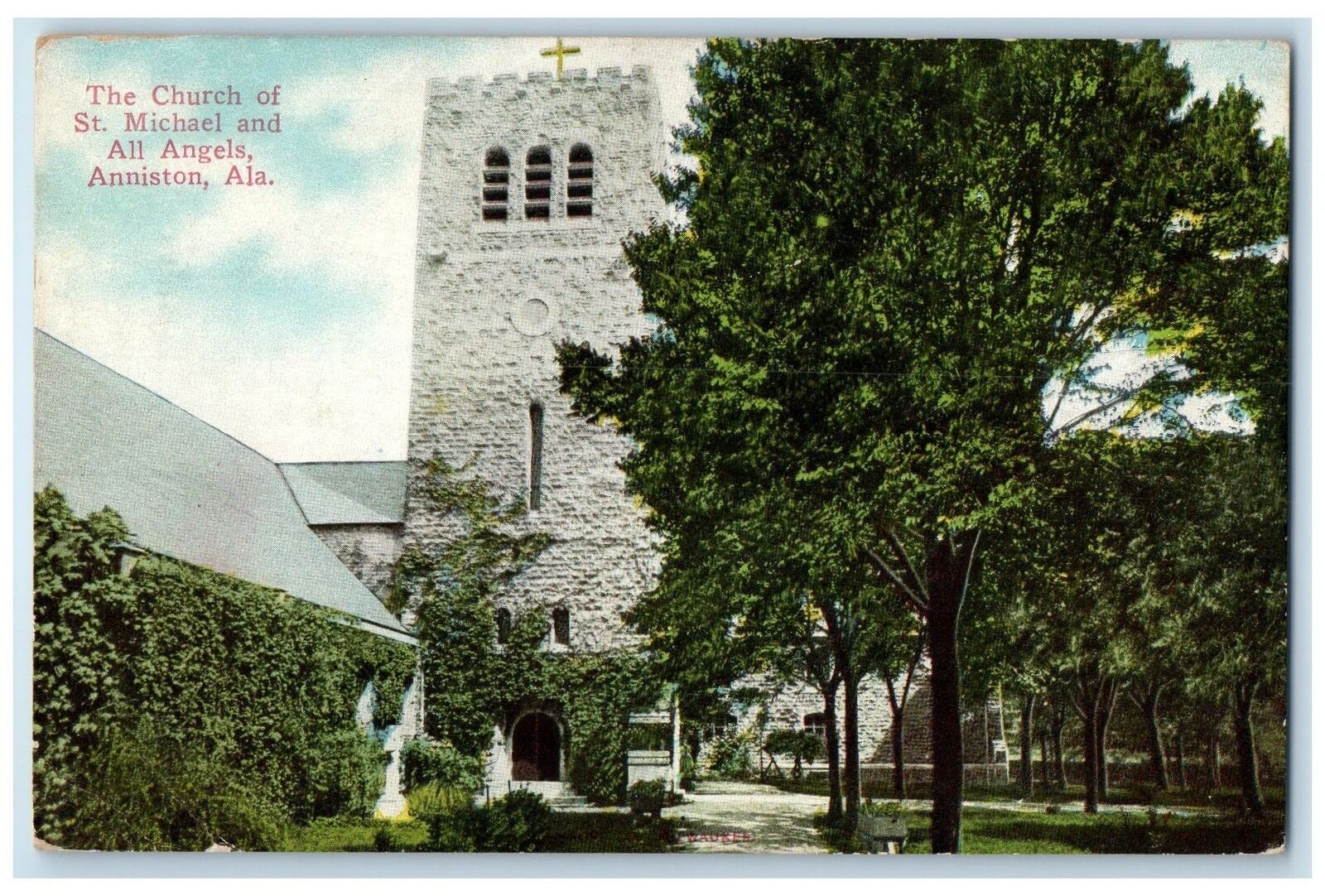 c1950 The Church Of St. Michael & All Angels Tower Anniston Alabama AL Postcard