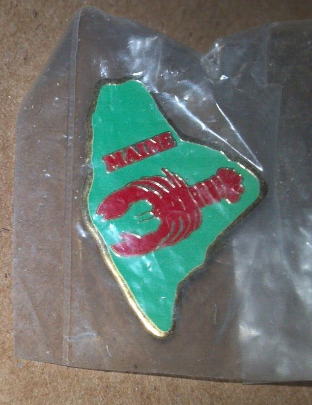 Vintage 1980\'s Maine Lobster State Outline Pride Lapel Hat Pin Button Pinback