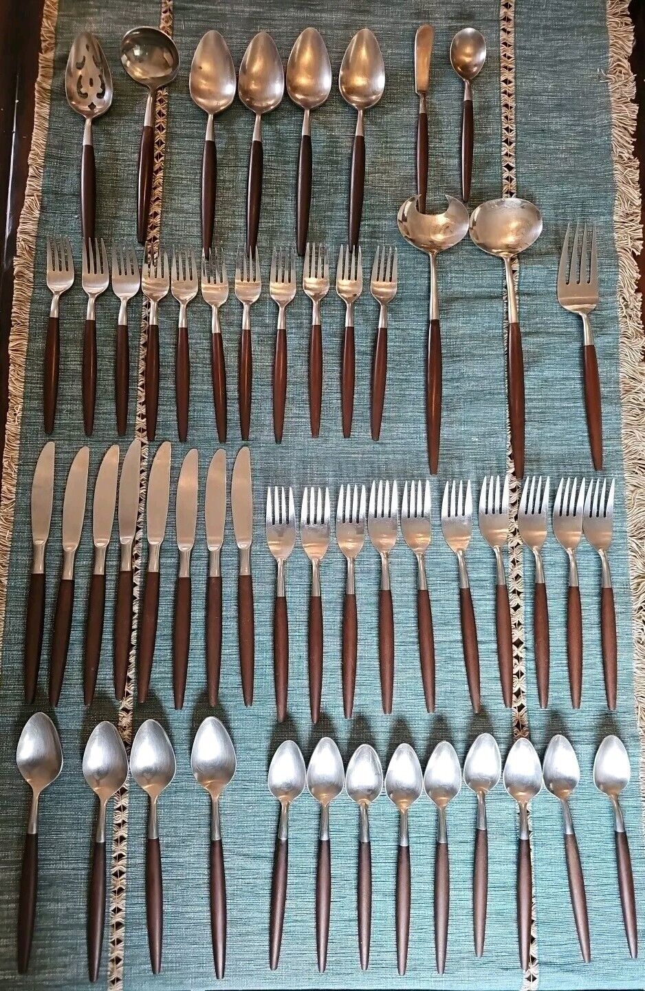AMERICAN TEMPO MCM 54 pcs Stainless Canoe Muffin faux Wood Flatware Japan