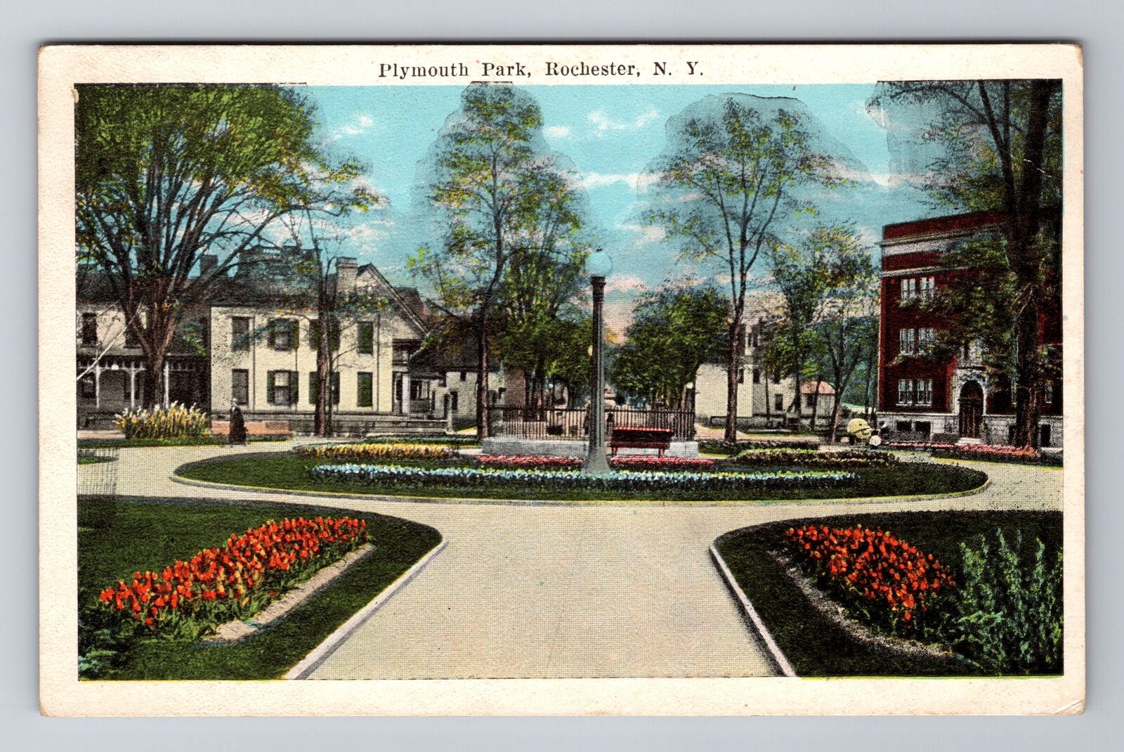 Rochester NY-New York, Plymouth Park, Antique, Vintage Souvenir Postcard