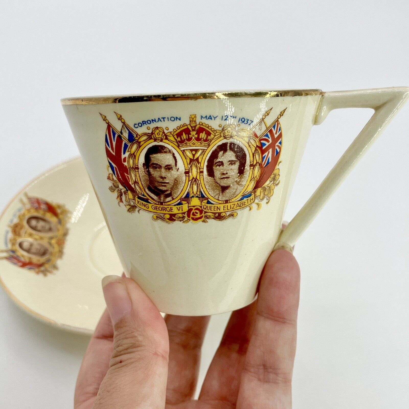 Wedgwood KING GEORGE VI Queen Elizabeth Coronation 1937 Teacup And Saucer