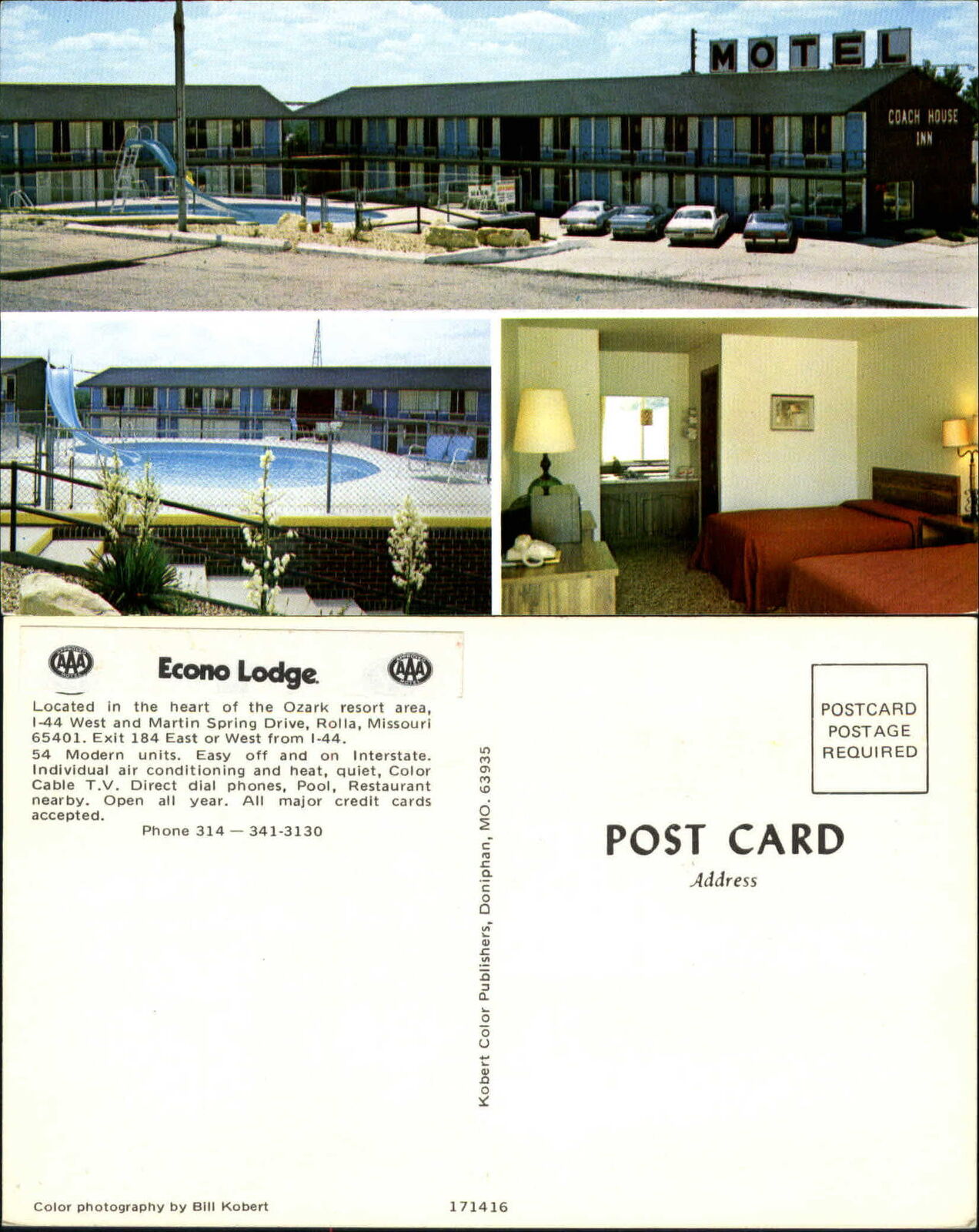 Econo Lodge Ozark resort area Rolla Missouri MO 1970s
