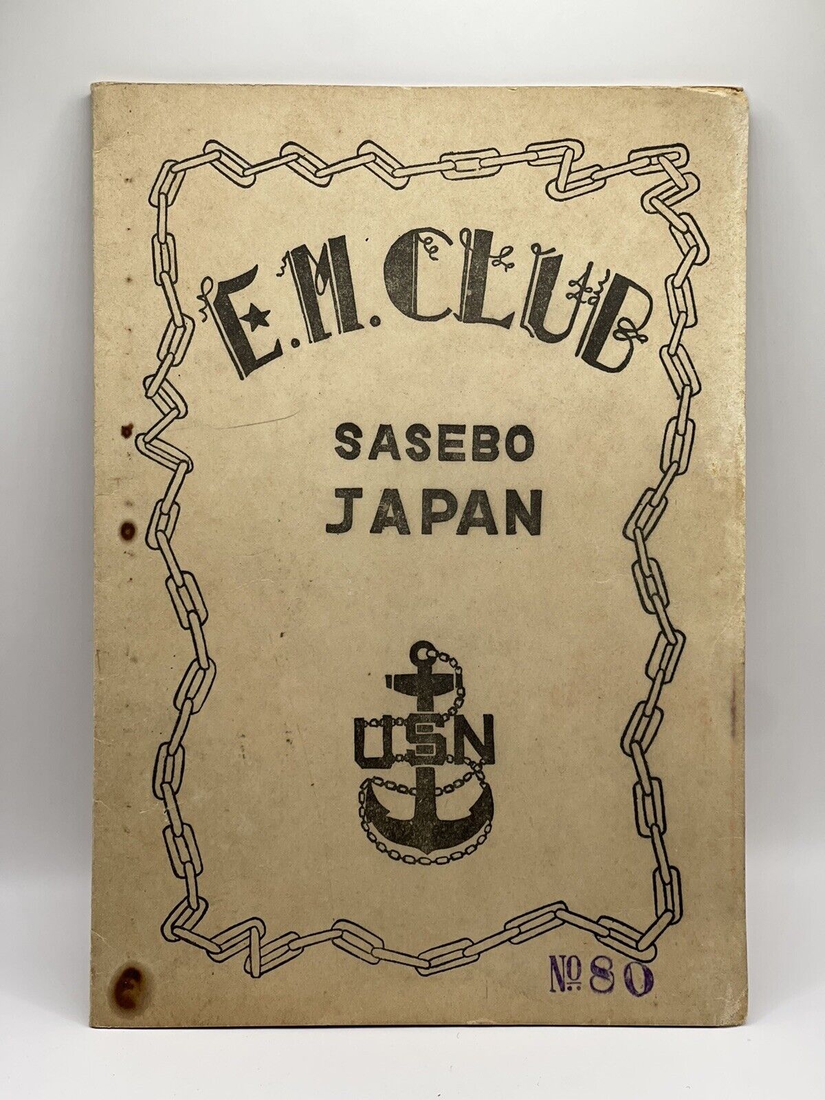 Post-WW2 Era USN US Navy Enlisted Mens Club Card No. 80 Sasebo Japan