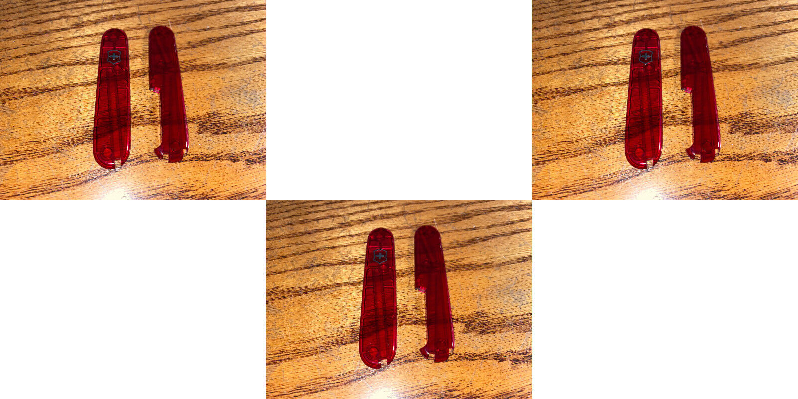 Pre-Owned Lot of 3 Victorinox 91mm PLUS HANDLES  2 Piece KIT in RUBY RED