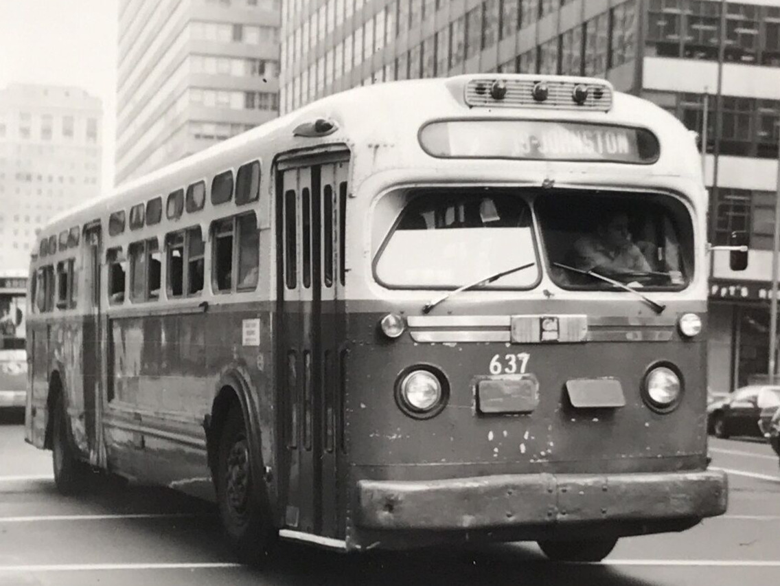 1970s SEPTA Bus #637 Johnston Route 17 B&W Photograph Philadelphia PA