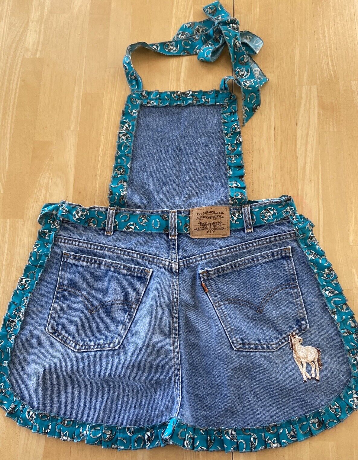 Handmade Upcycled Denim Western Apron Horse Country Cowgirls Horse Lover Levis
