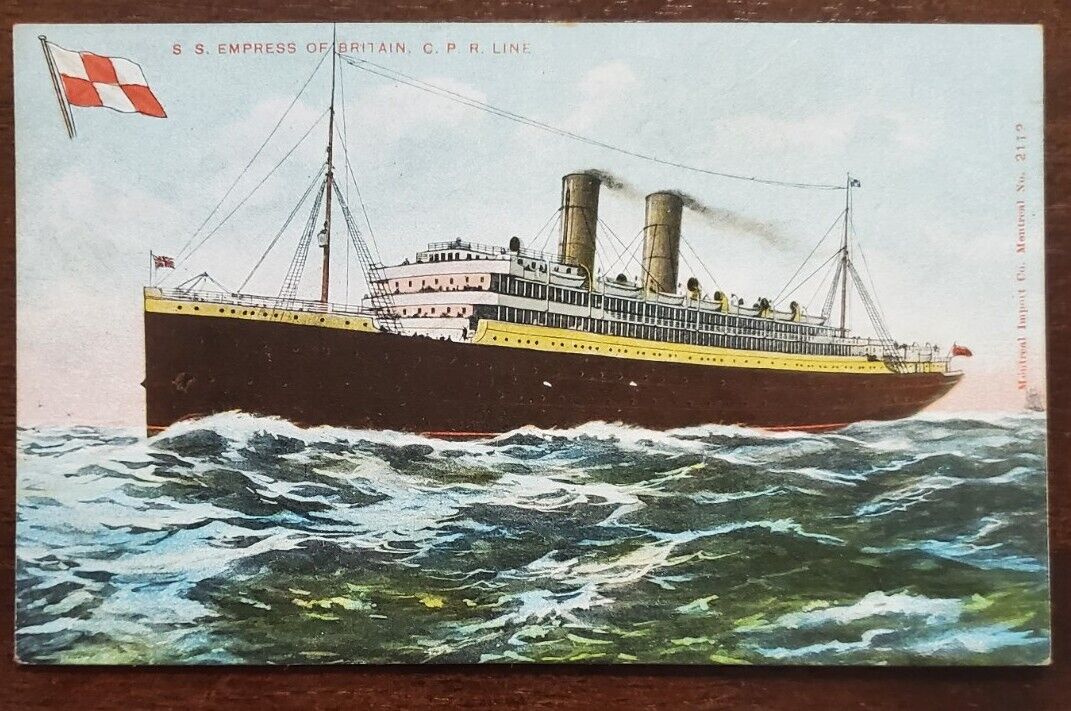 Vintage Postcard S.S. Empress Of Britain Circa 1935 Linen Passenger Liner  P296