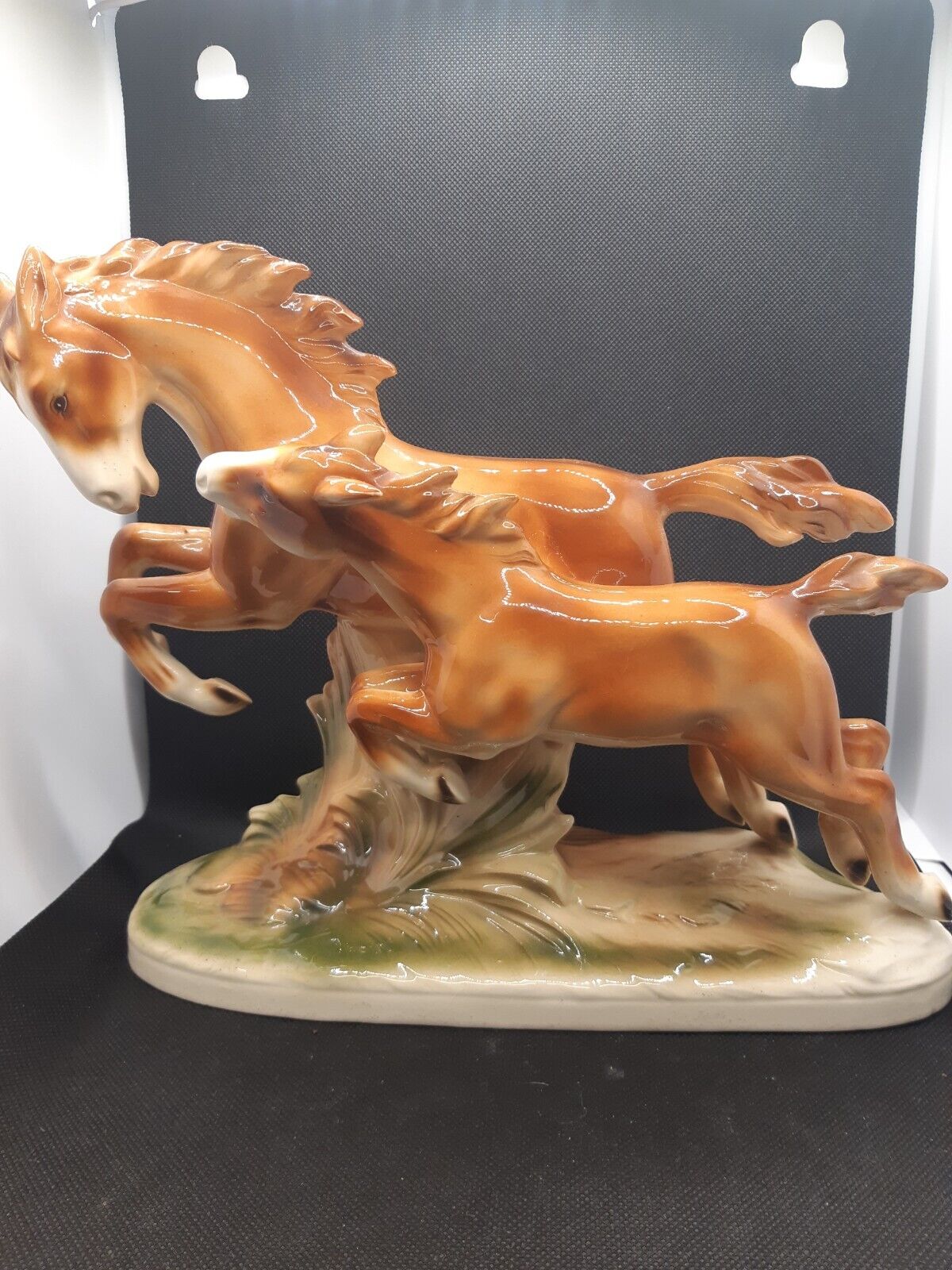 Large Galloping Horses Mare Foal Ceramic Figurine German ?