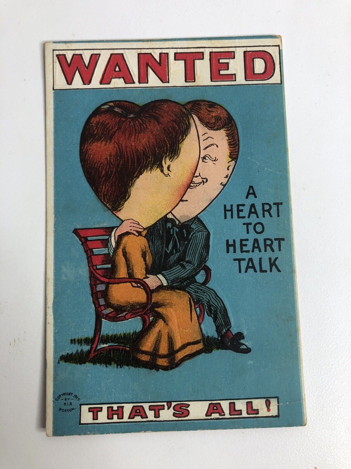 Antique Postcard 1910 Heart Heads Love Boston H.I.R. Divided Back Posted 1911