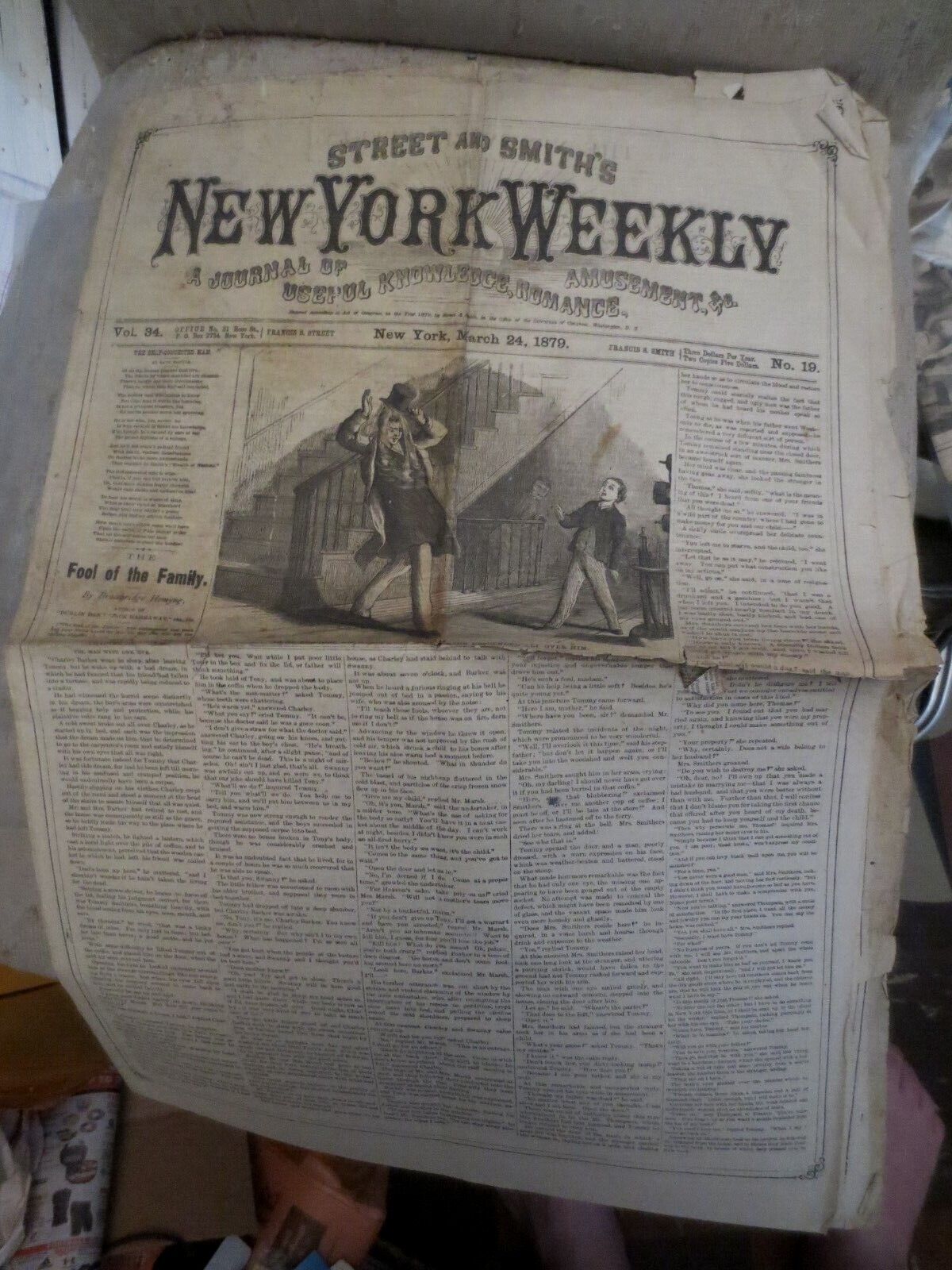March 24 1879 New York Weekly Newspaper Street and Smith Literary Paper