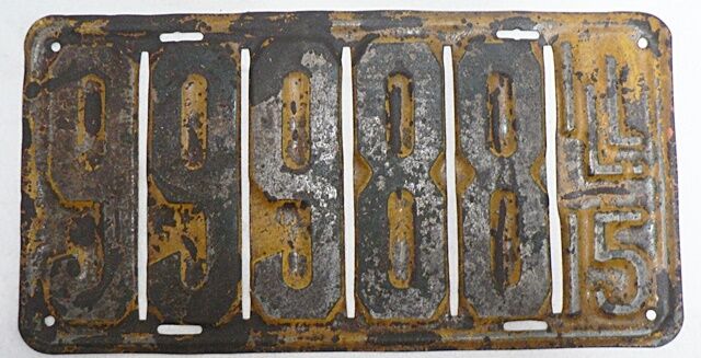 OLD 1915 ILLINOIS CAR FRONT LICENSE PLATE