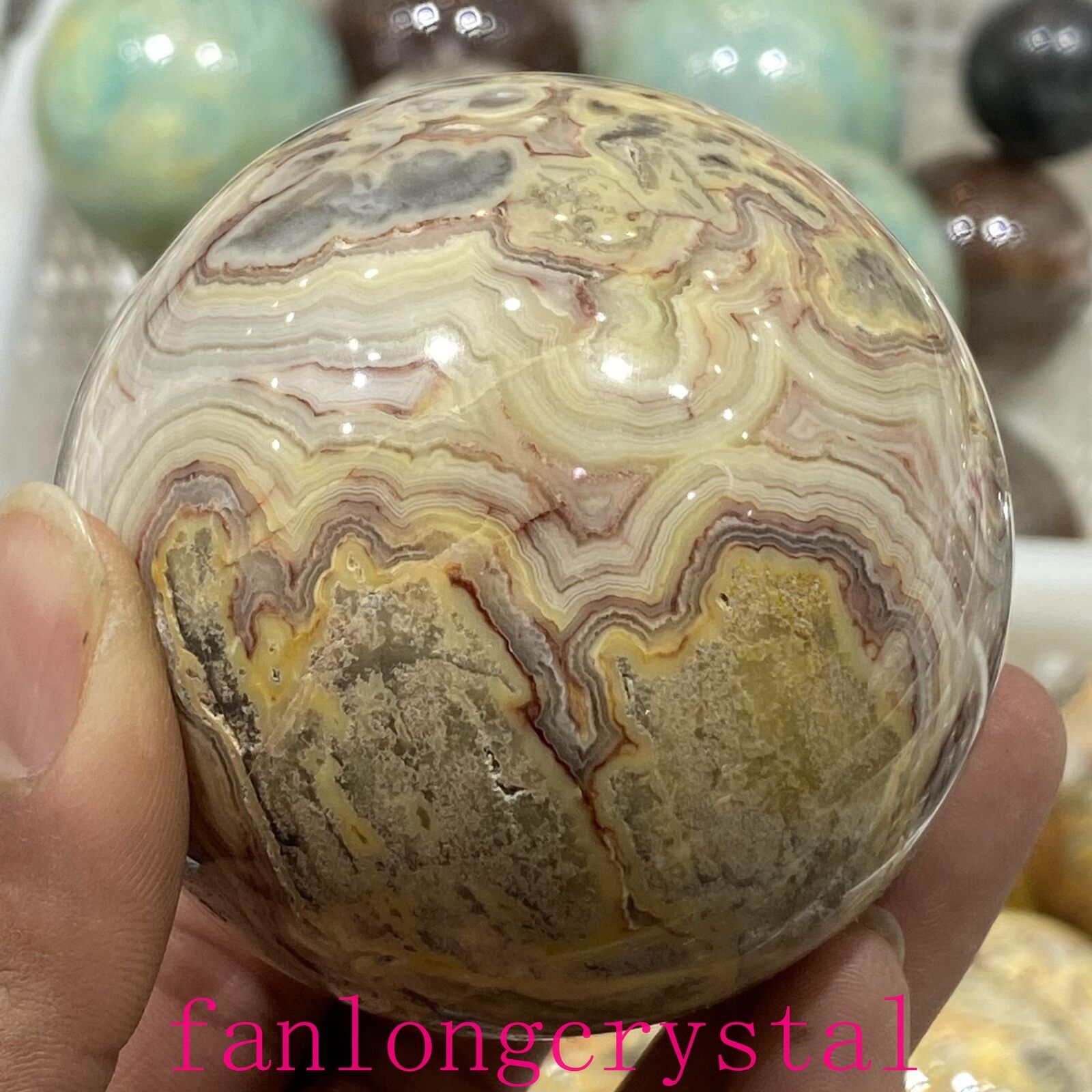 Wholesale 1pc Natural Crazy agate Ball Quartz Crystal Sphere Reiki Healing 60mm