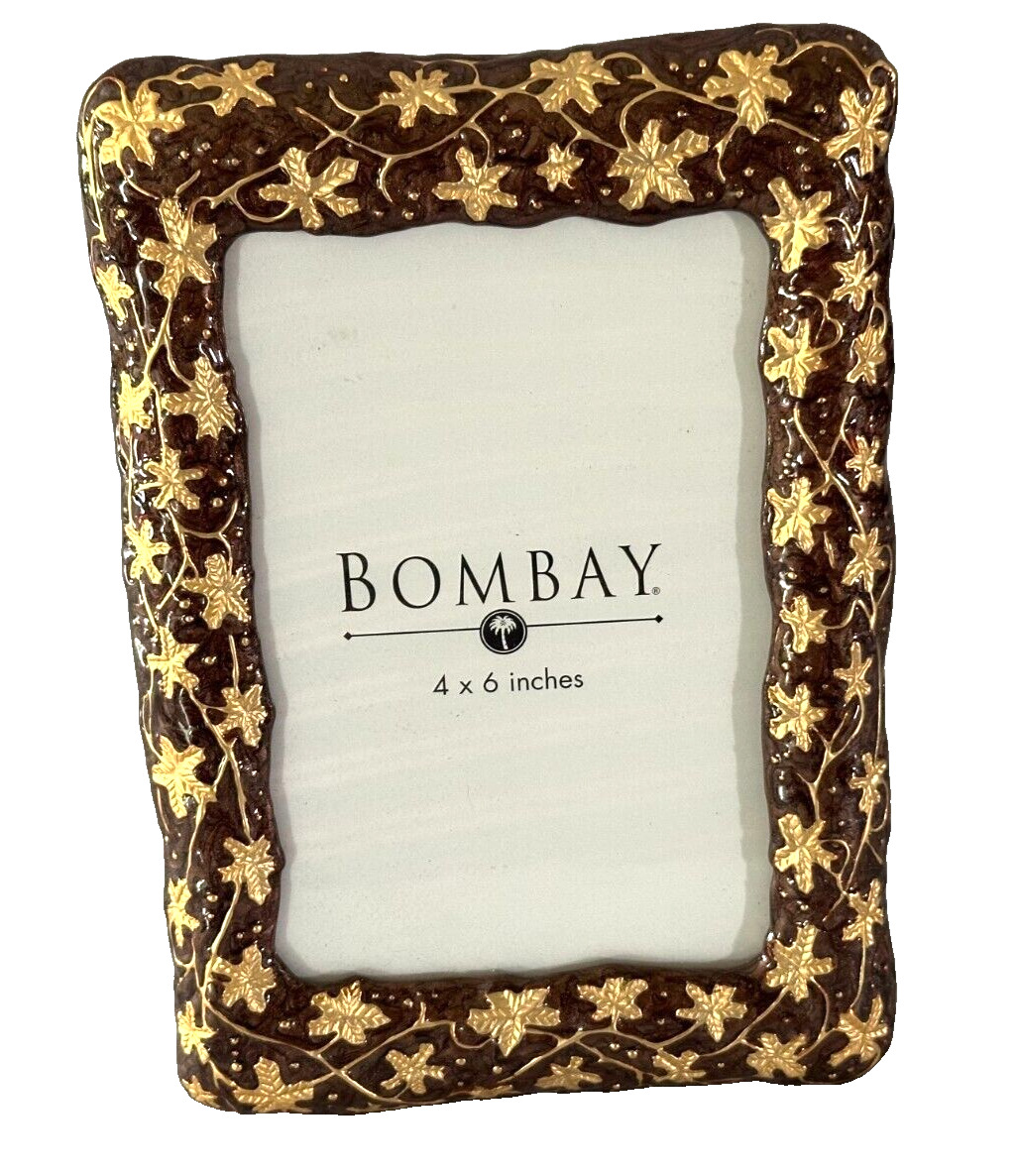 Vintage Bombay Brown with Gold Enamel Photo Frame 4x6