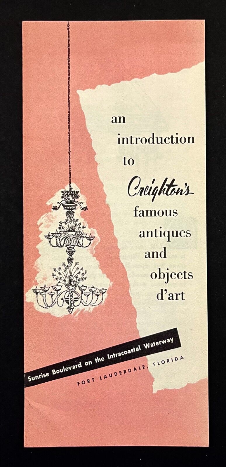 1950s Ft Lauderdale FL Creighton\'s Famous Antiques Art Vintage Travel Brochure