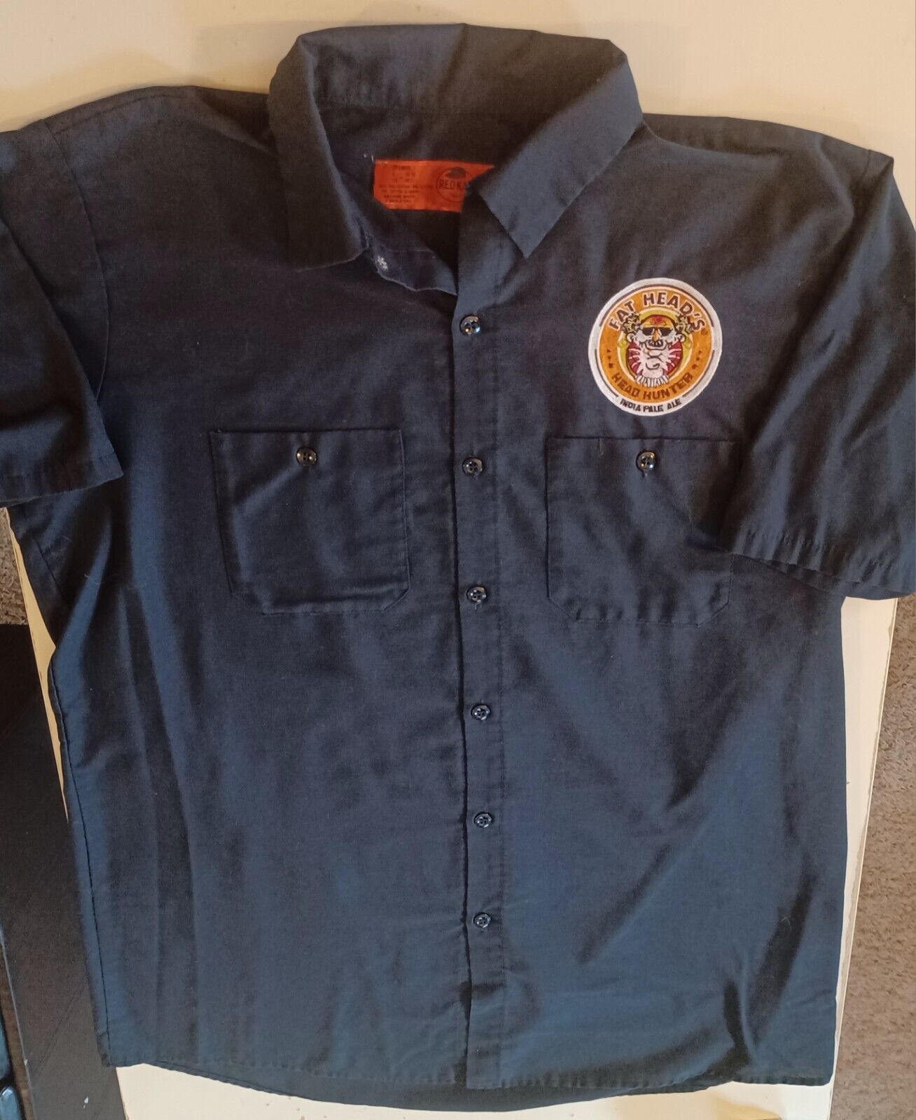 Fat Head's Brewery Head Hunter Beer Research Technician Large Button Shirt