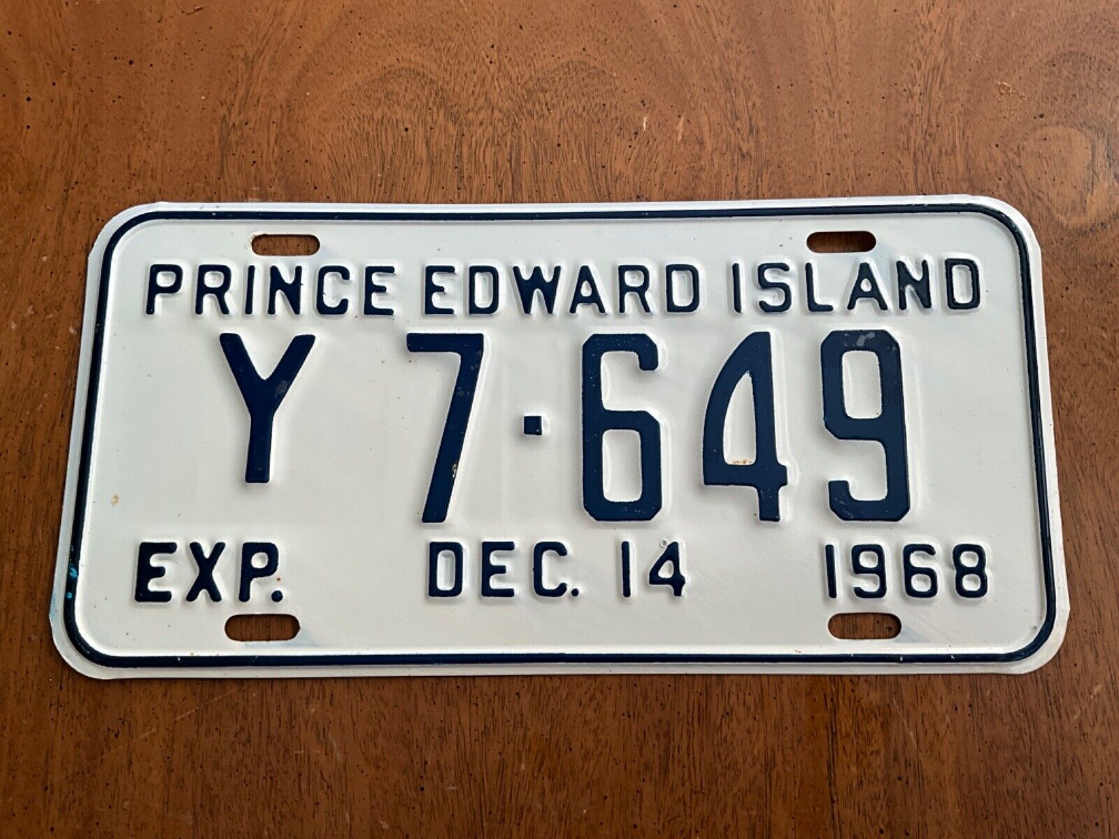 1968 Prince Edward Island Canada License Plate Tag Y 7-649