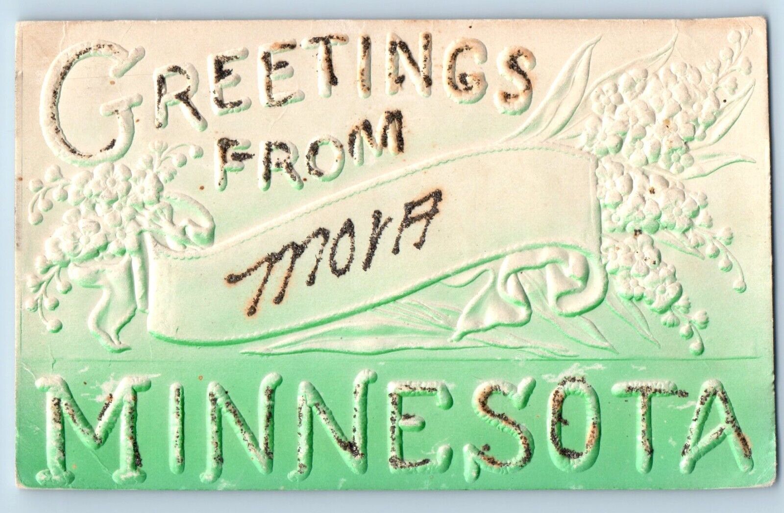 Mora Minnesota Postcard Greetings Airbrush Glitter Embossed 1905 Vintage Antique