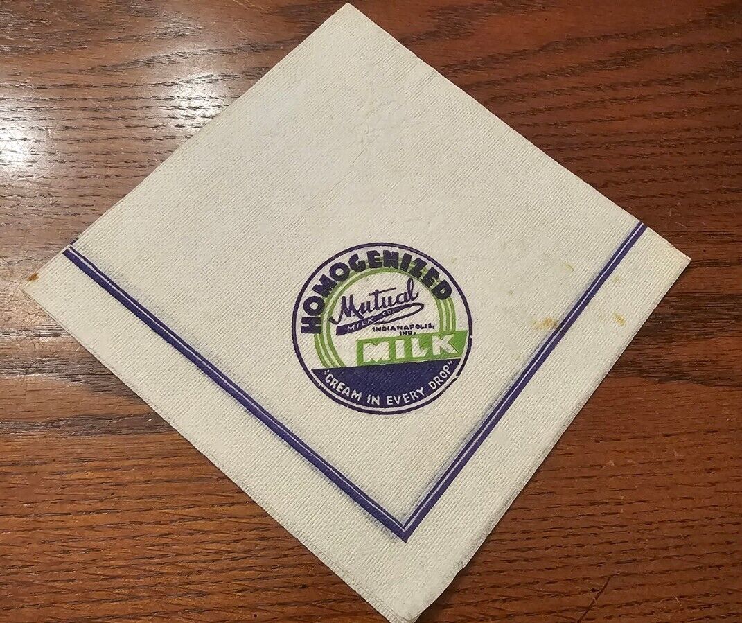 Vintage 1930s Mutual Milk Company Dairy Advertising Paper Diner Napkin