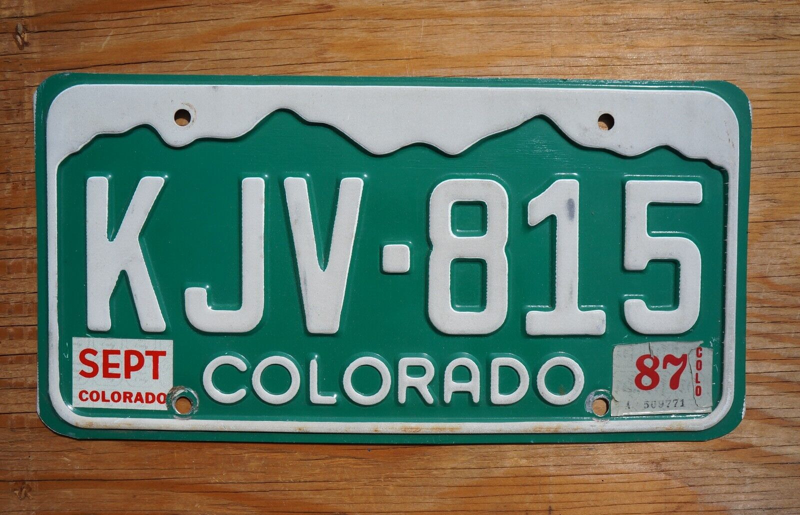 1987 Colorado License Plate # KJV - 815