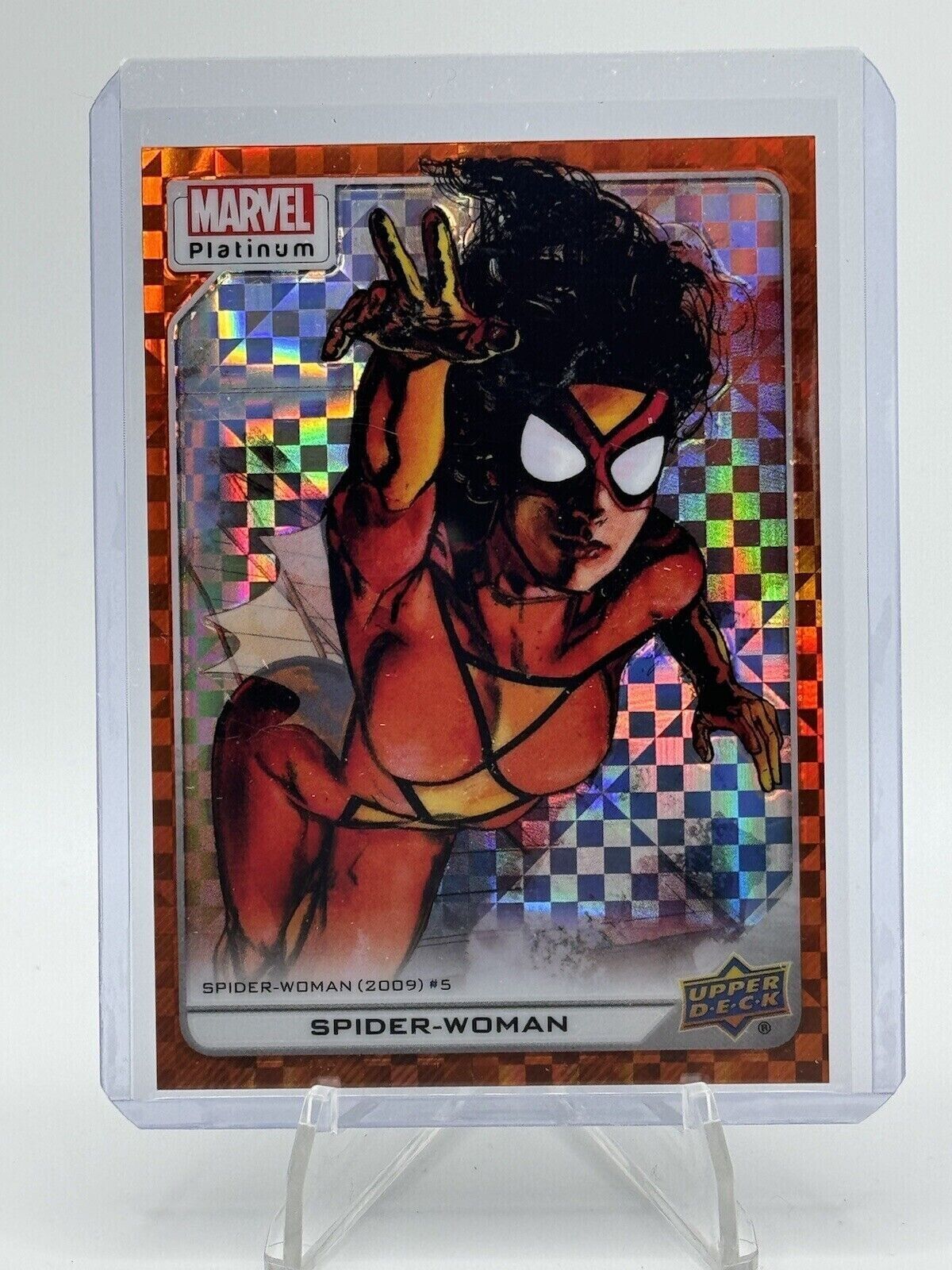 2023 Upper Deck Marvel Platinum SPIDER-WOMAN Orange Checkers #02/33 Refractor