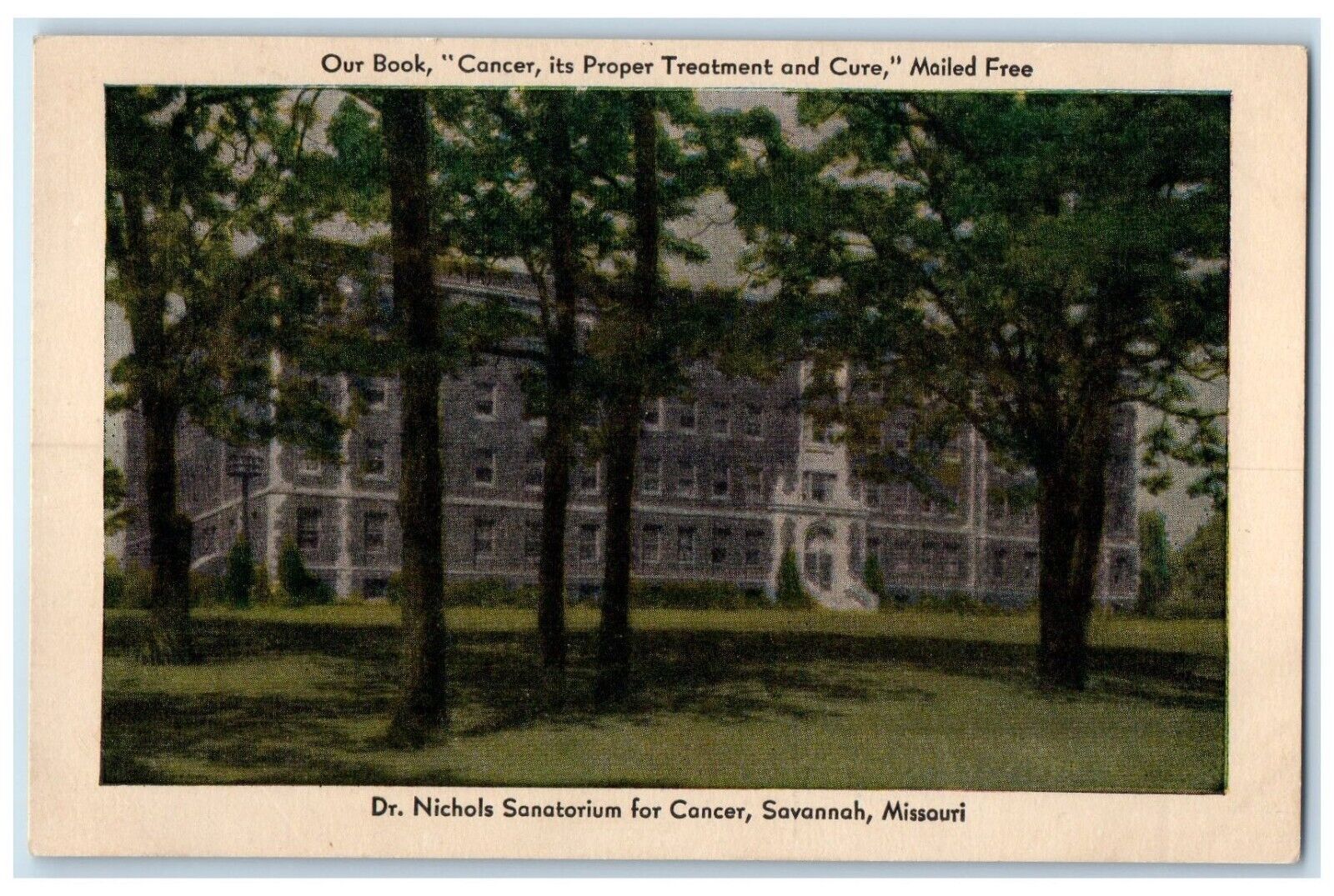 c1910\'s Dr. Nichols Sanatorium For Cancer Savannah Missouri MO Antique Postcard