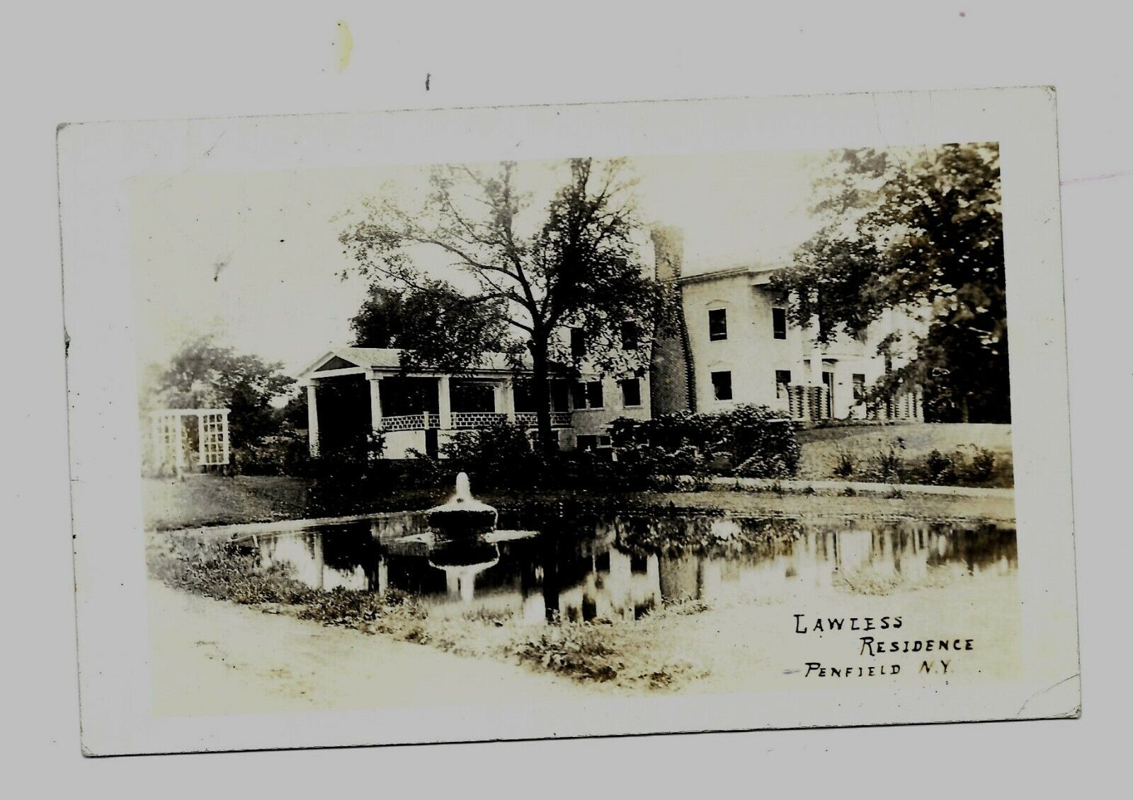 1918 Real Photo Postcard Lawless Residence Penfield NY