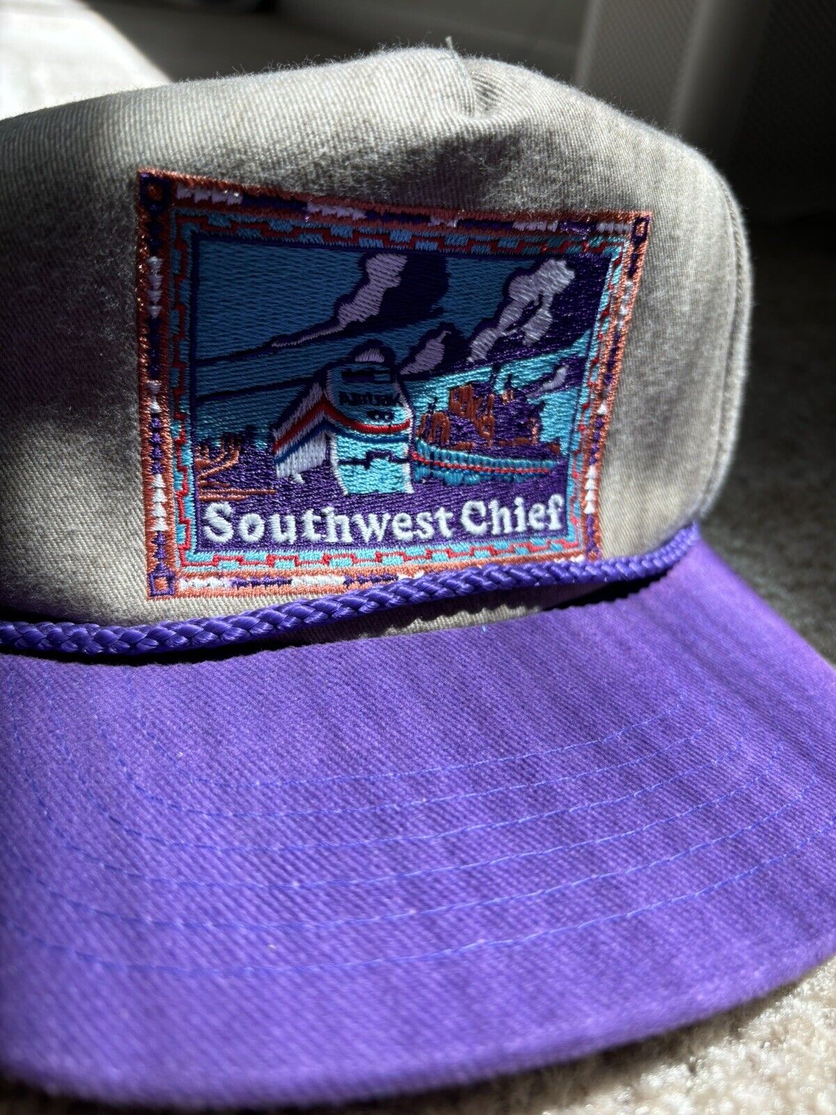 Southwest Chief Amtrak Purple And Grey Snapback Ball Cap Hat Adjustable Railroad