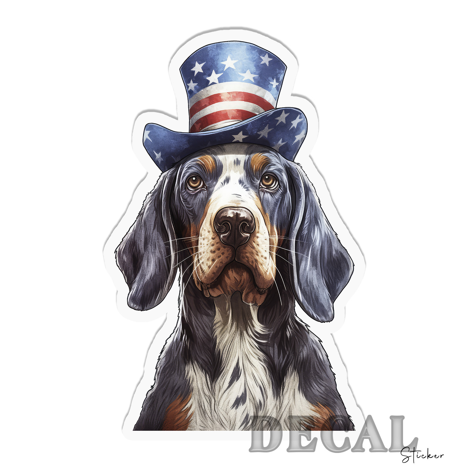 Patriotic Bluetick Coonhound Dog  Vinyl Decal Sticker Indoor Outdoor 4 Sizes
