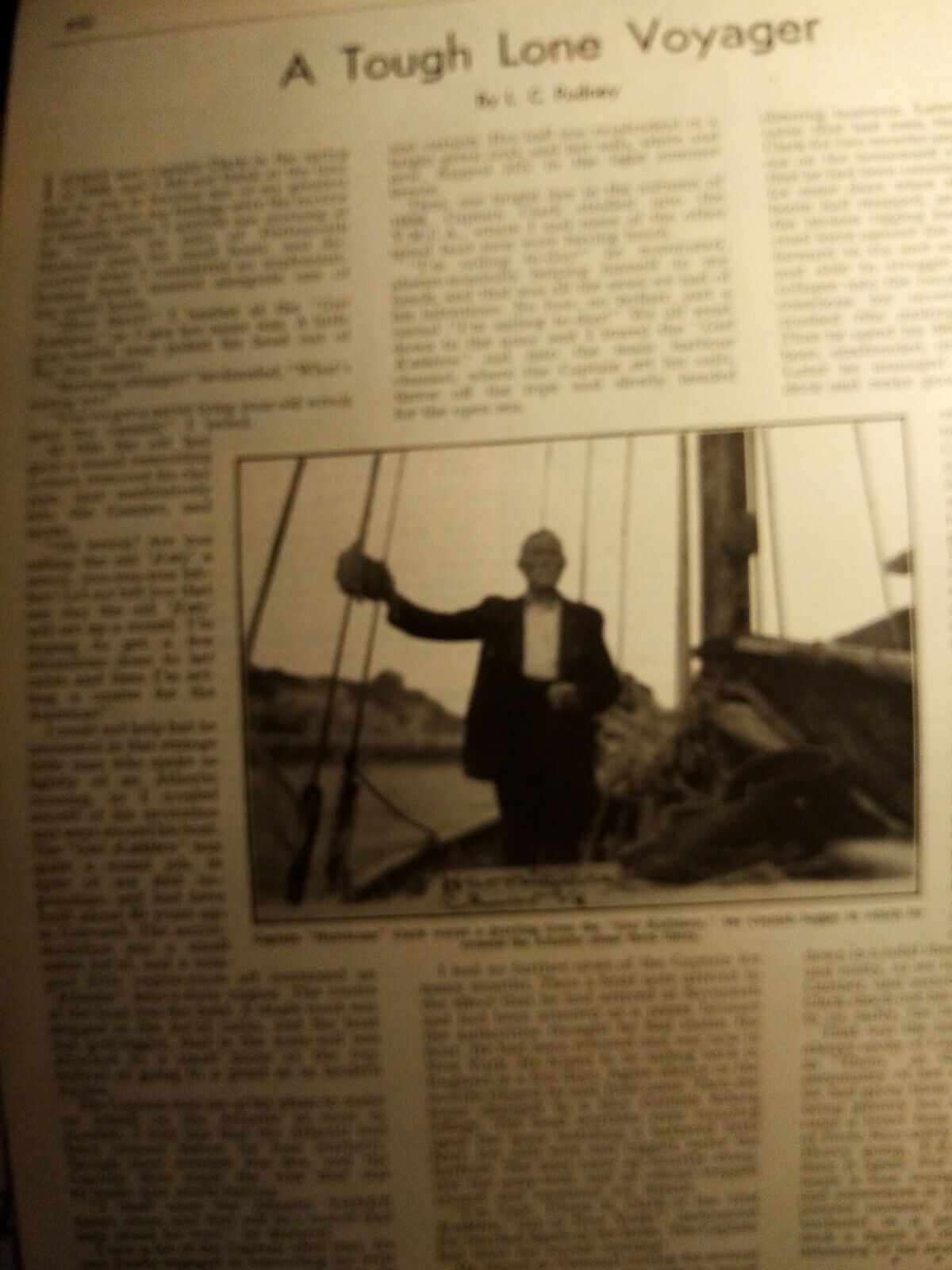 Kvc7 Ephemera 1940 article lone voyager captain hurricane Clark by l c pudney 