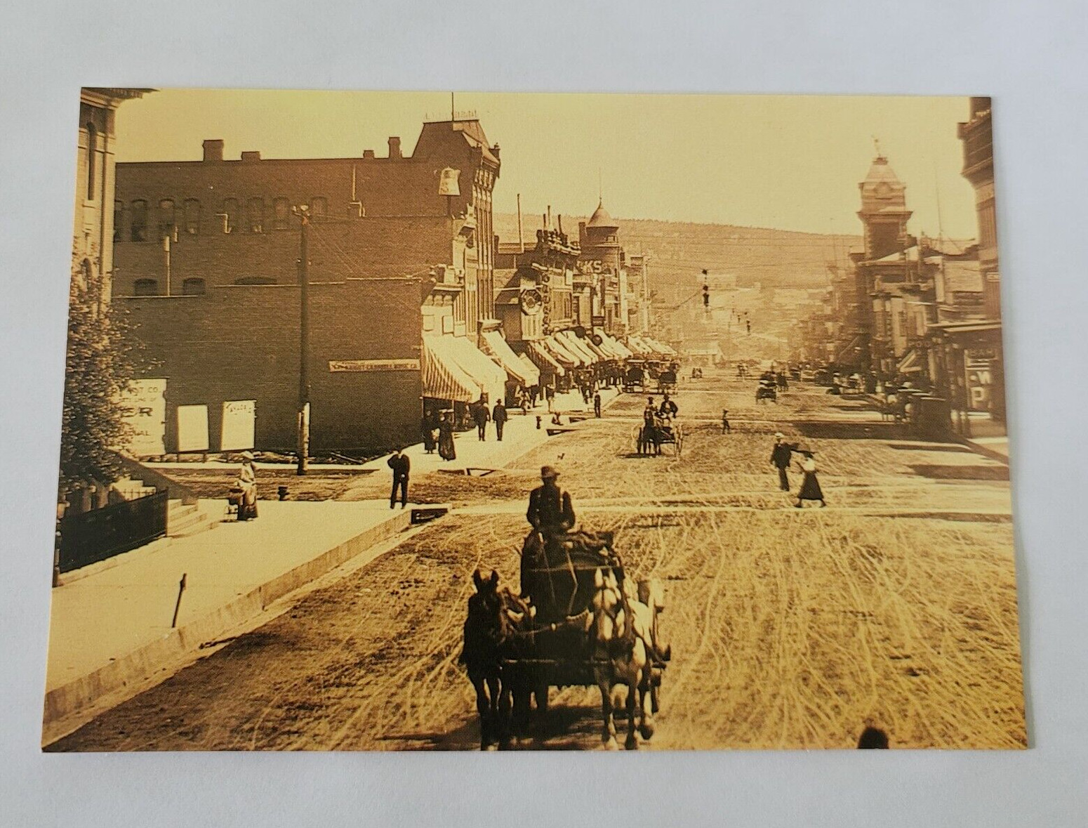 Vintage 1988 Postcard Leadville Colorado Harrison Street B&W View from 1904