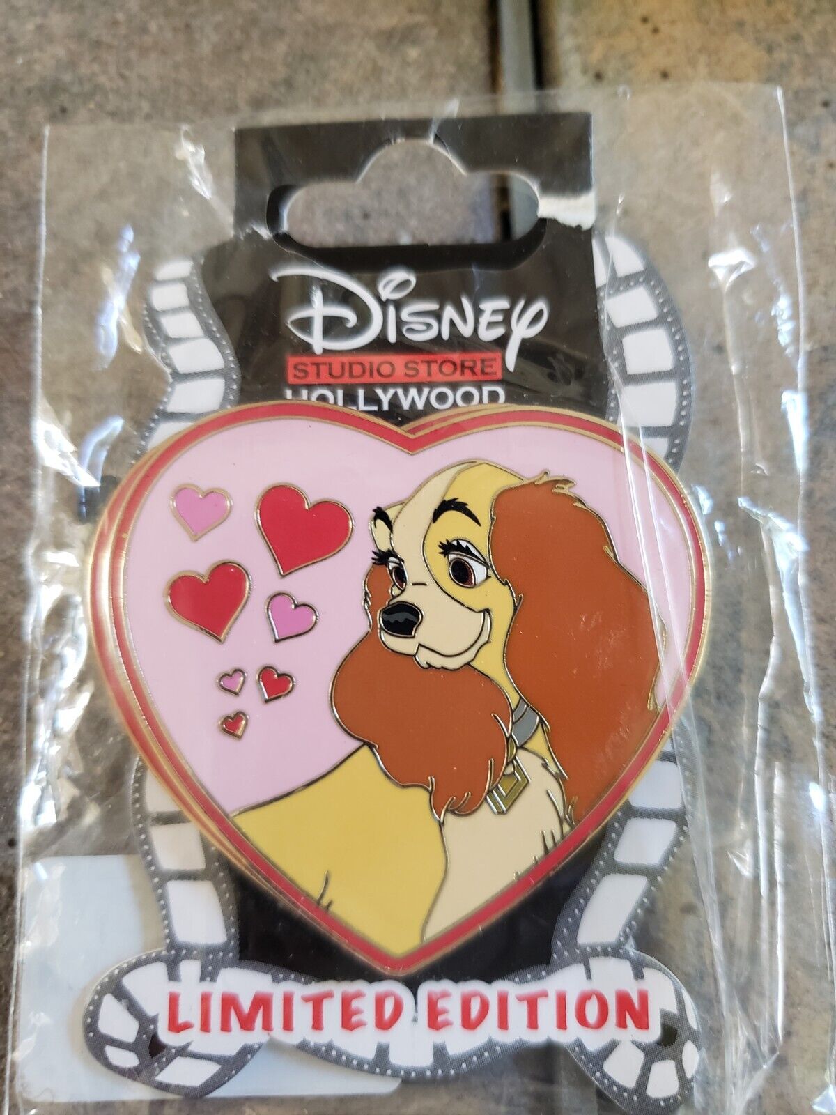 Gently PreO Disney DSF DSSH Lady&theTramp Heart Valentine\'s Day LE300 Slider Pin