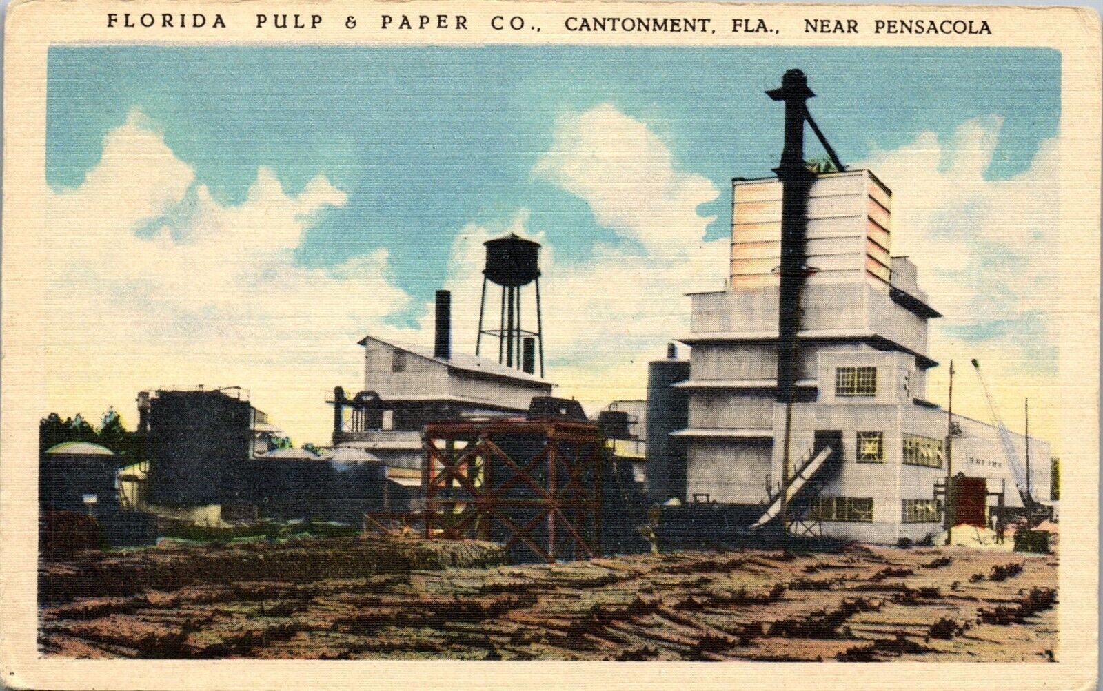 Vintage Postcard Florida FL Pulp Paper Co Cantonment Pensacola Factory 