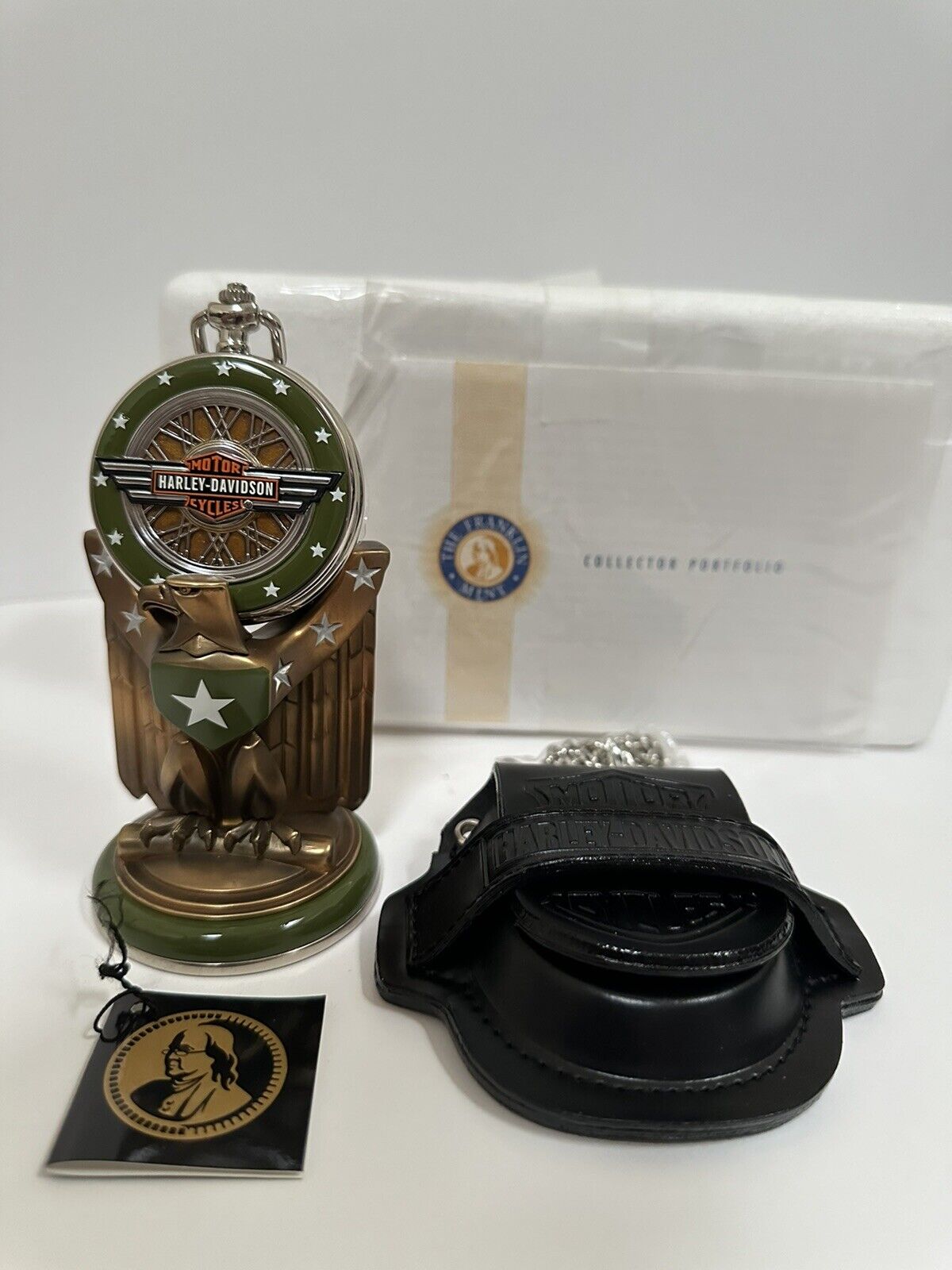Franklin Mint Harley Davidson WLA Pocket Watch WW2. Complete