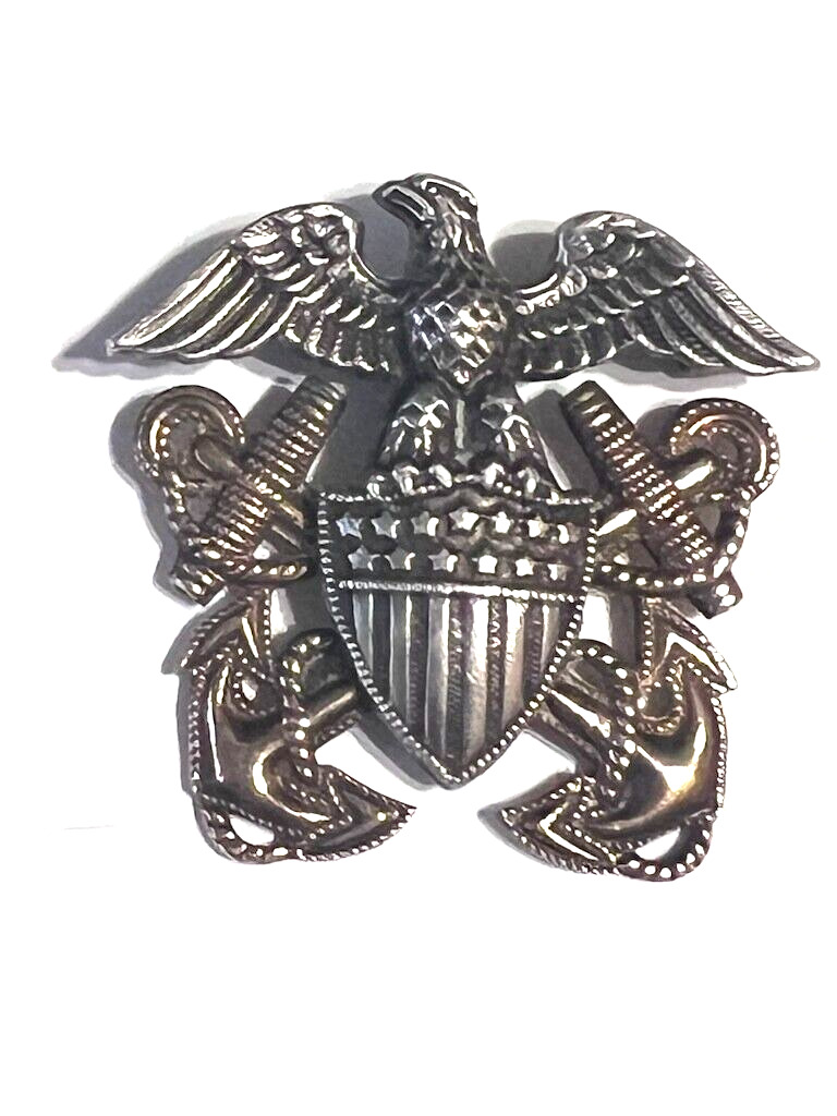 Vintage U. S. Navy Sterling & Gold Filled Eagle & Anchors Pin A1