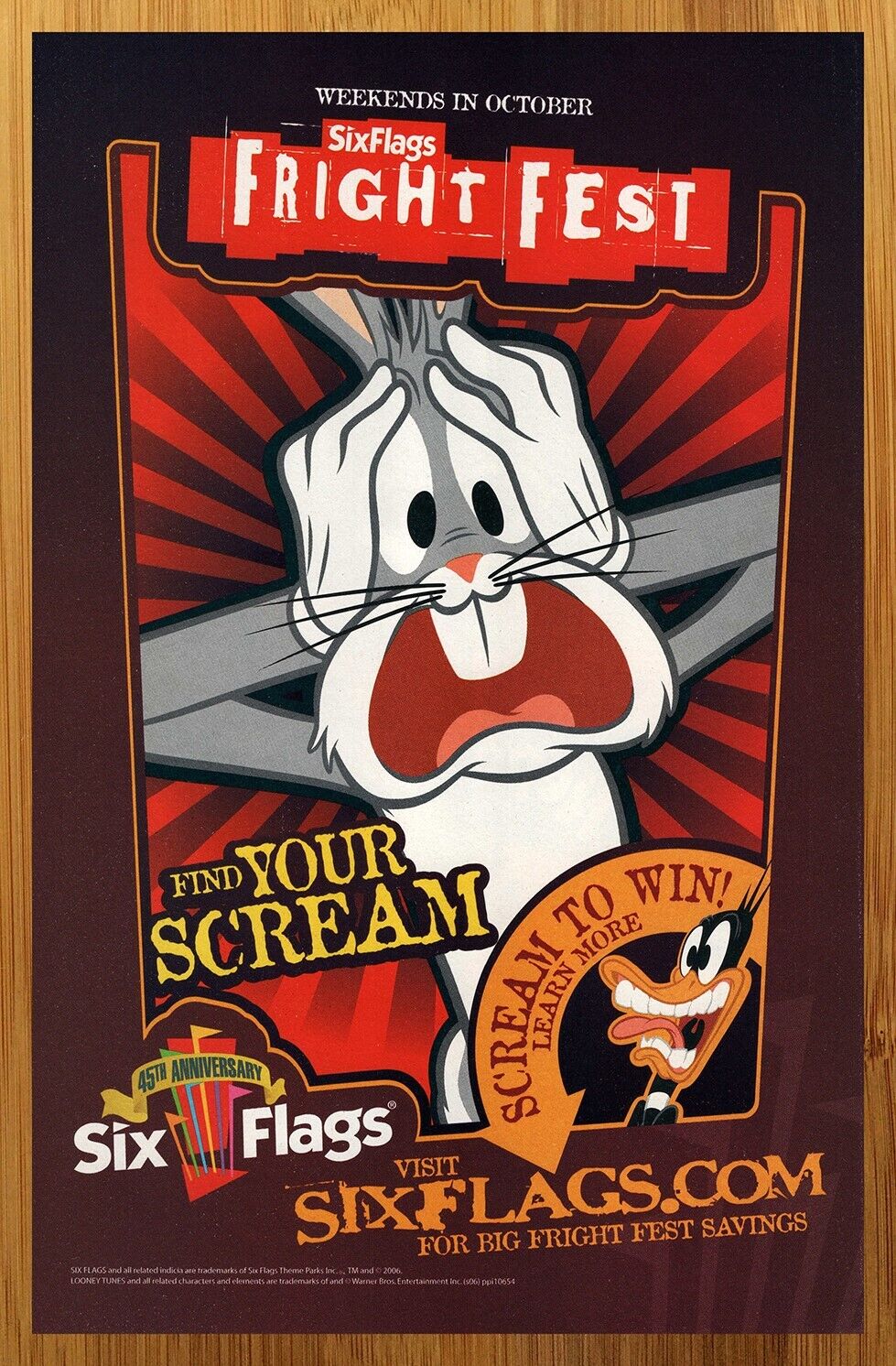 2006 Six Flags Theme Park Fright Fest Print Ad/Poster Bugs Bunny Daffy Duck Art